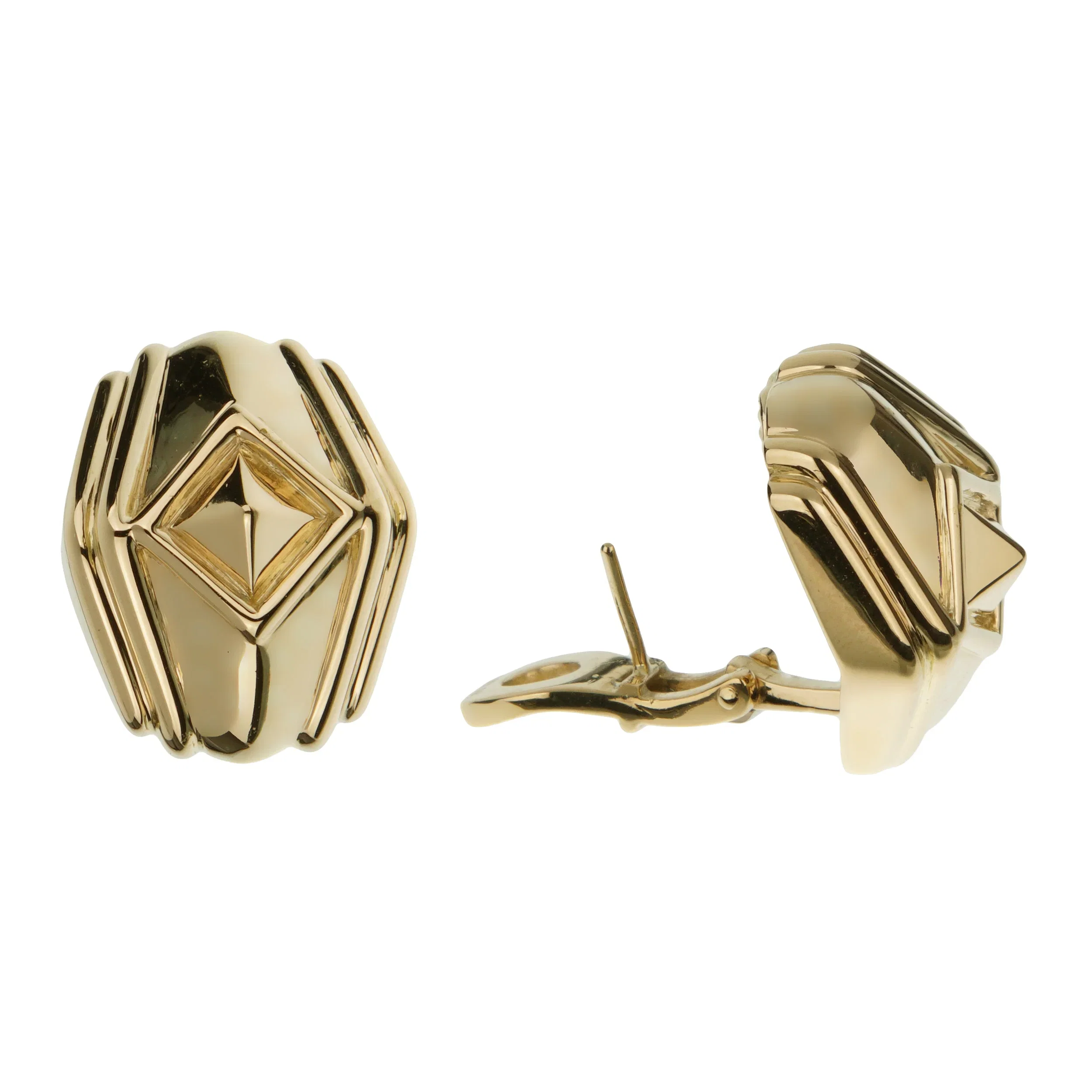 Bvlgari Vintage Pyramid 18k Yellow Gold Earrings
