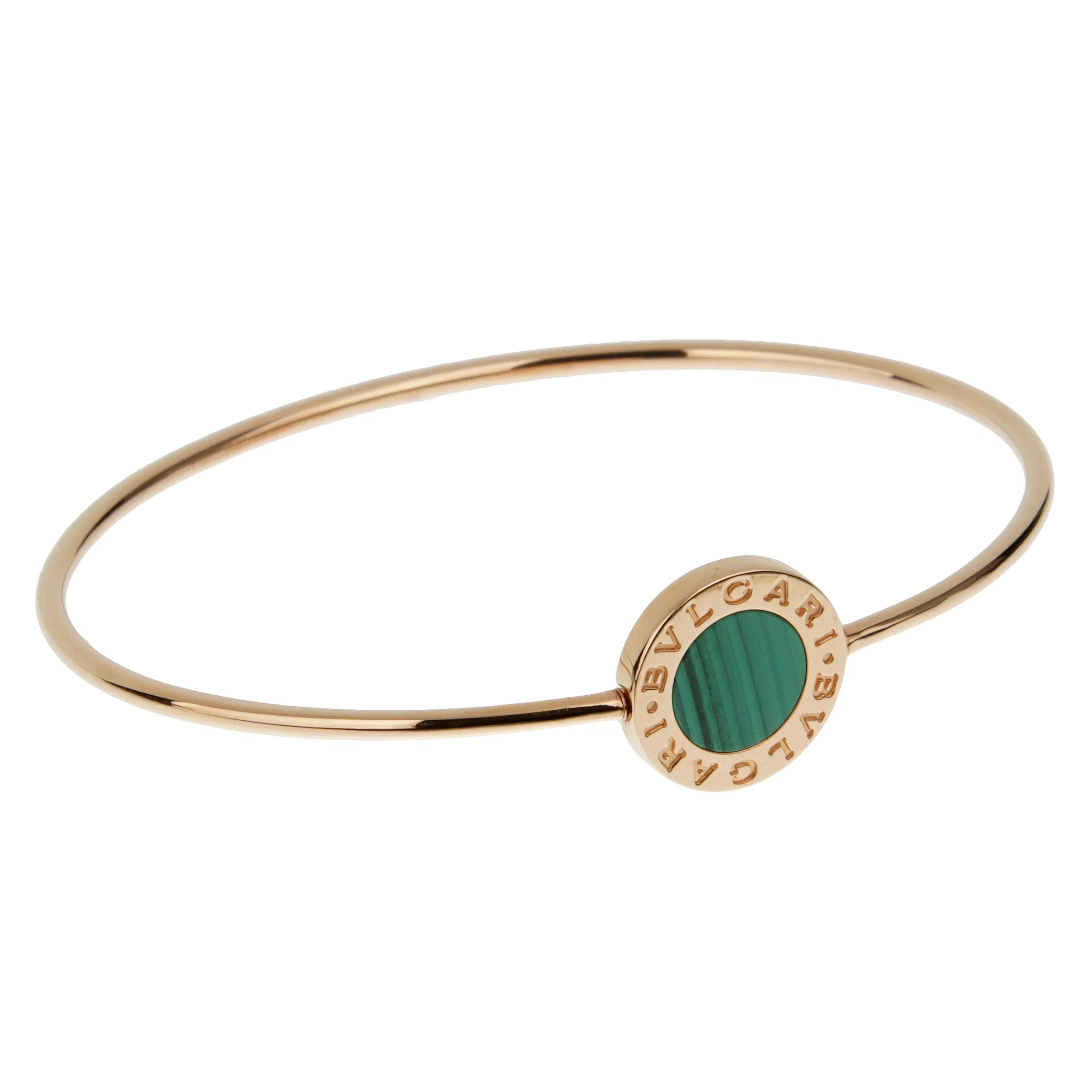 Bvlgari Bvlgari Malachite 18k Rose Gold Small Bangle Bracelet