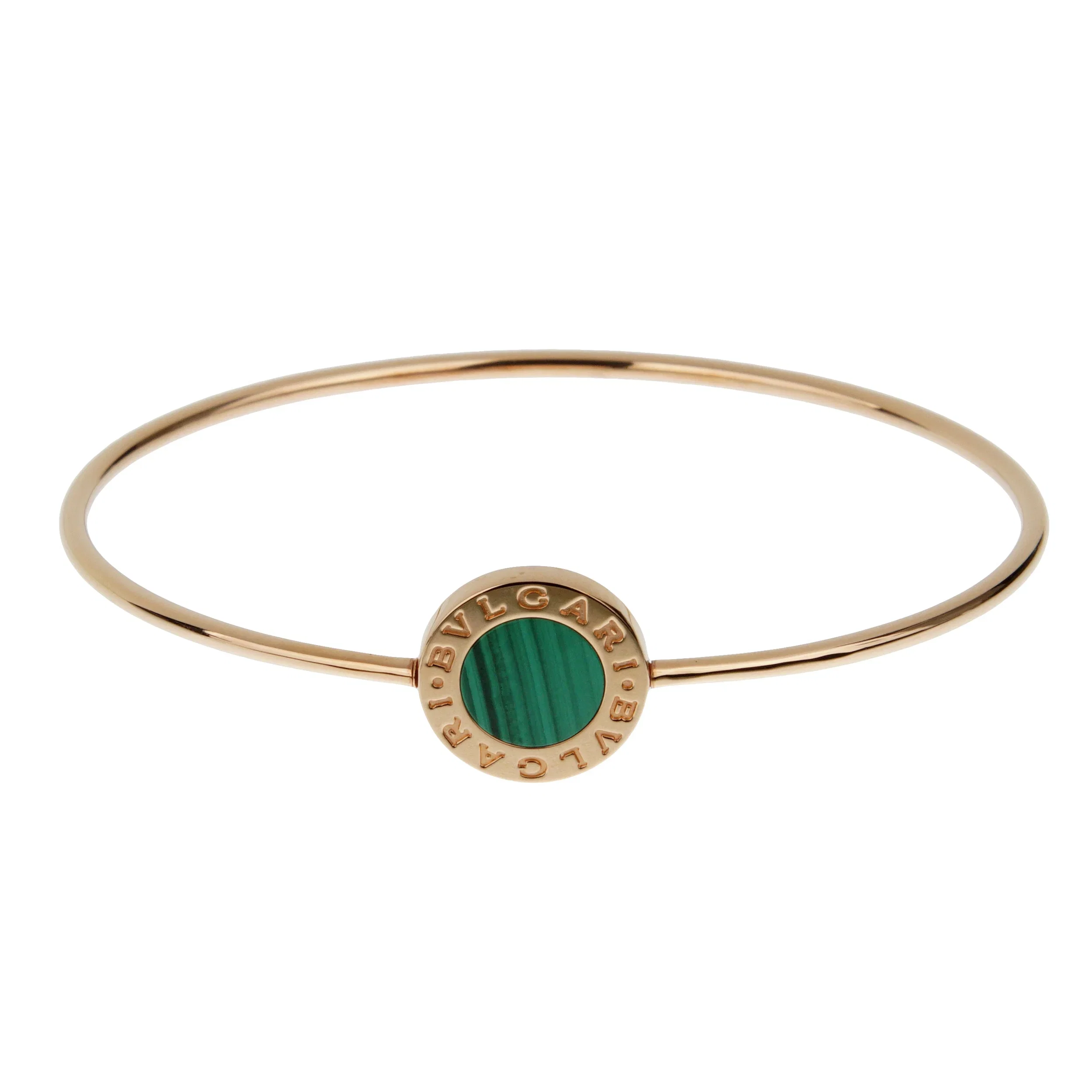 Bvlgari Bvlgari Malachite 18k Rose Gold Small Bangle Bracelet