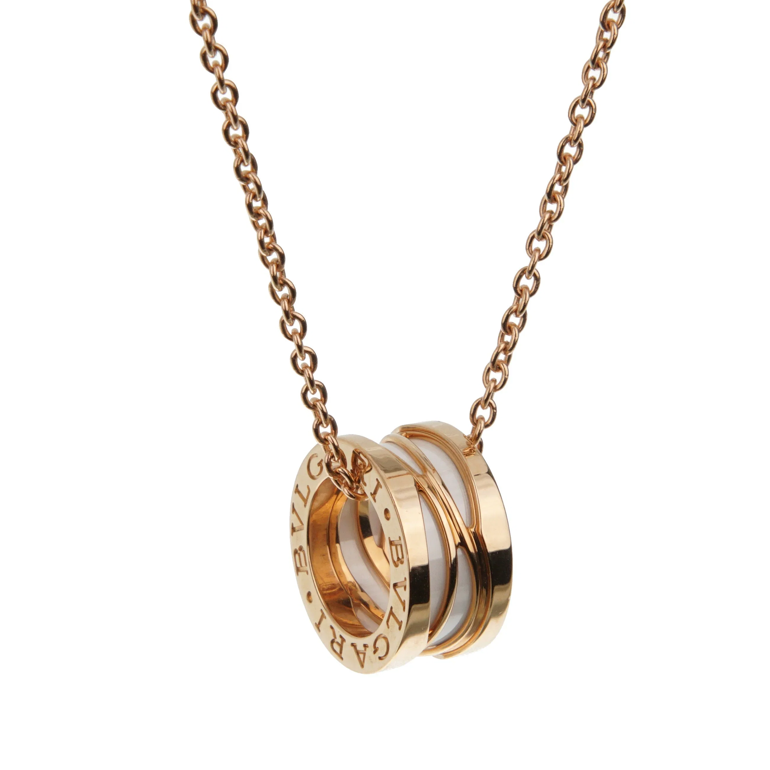 Bvlgari B.zero1 Legend Ceramic 18k Rose Gold Pendant Necklace