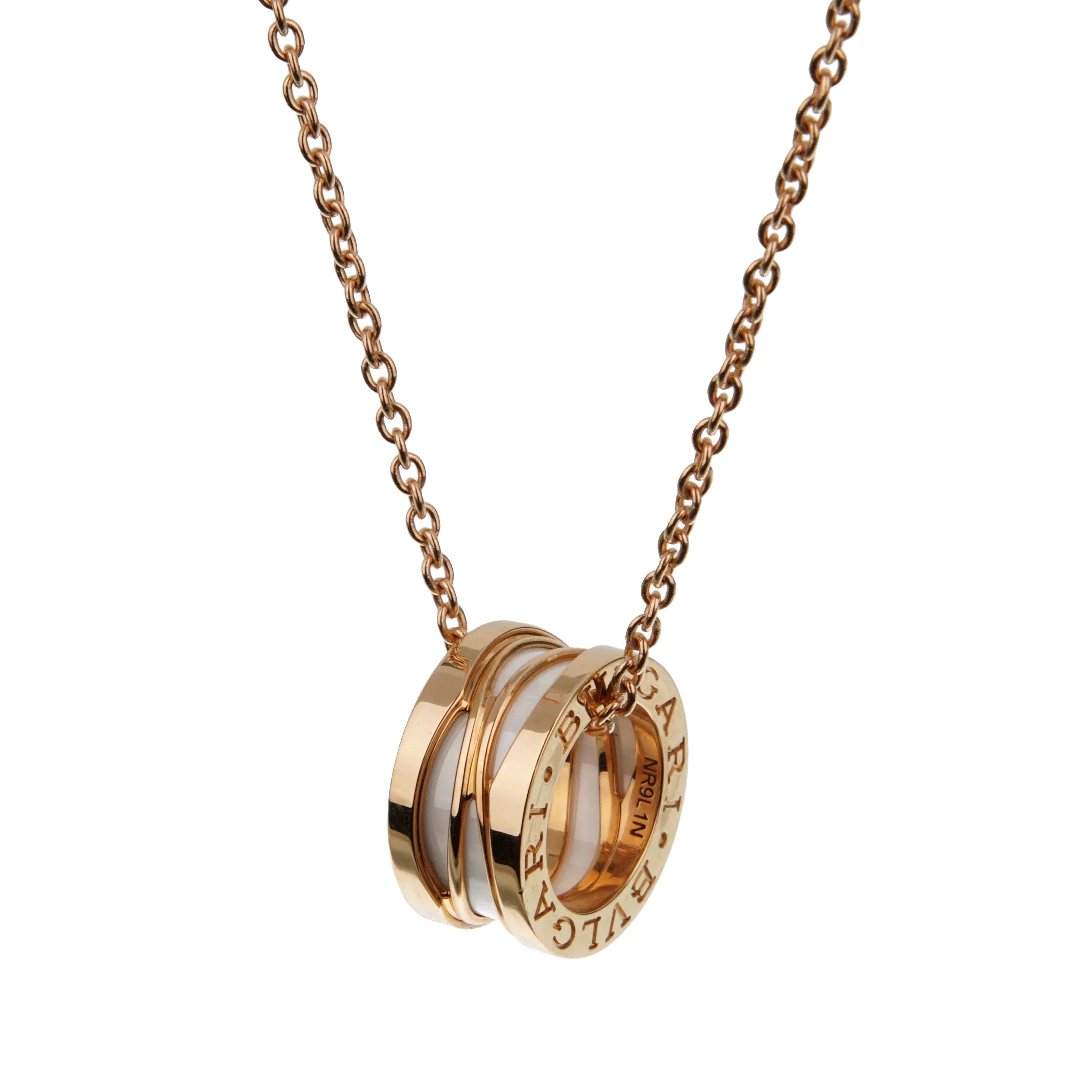 Bvlgari B.zero1 Legend Ceramic 18k Rose Gold Pendant Necklace