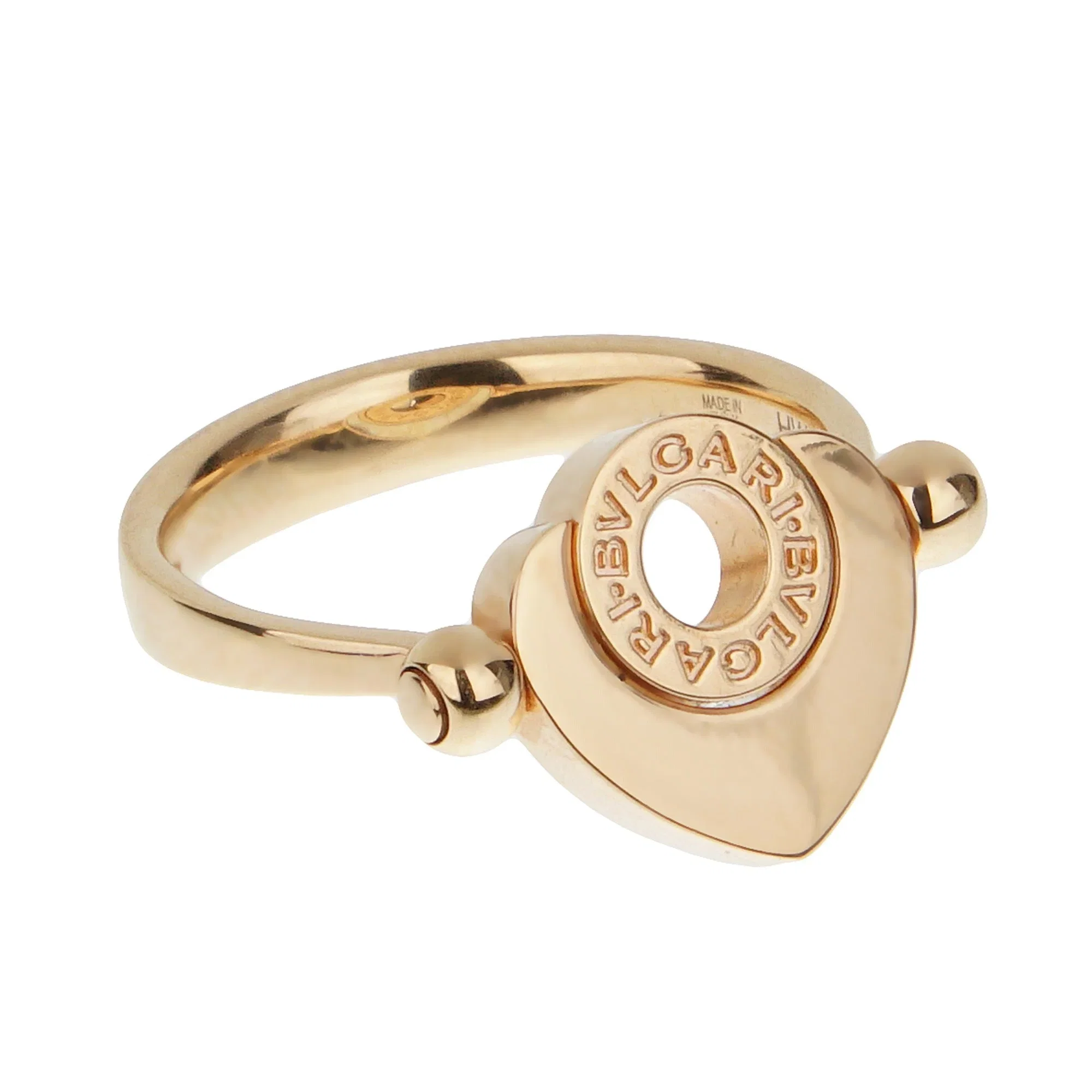 Bvlgari 18k Rose Gold & Mother of Pearl Heart Gold Ring Sz 6 1/2