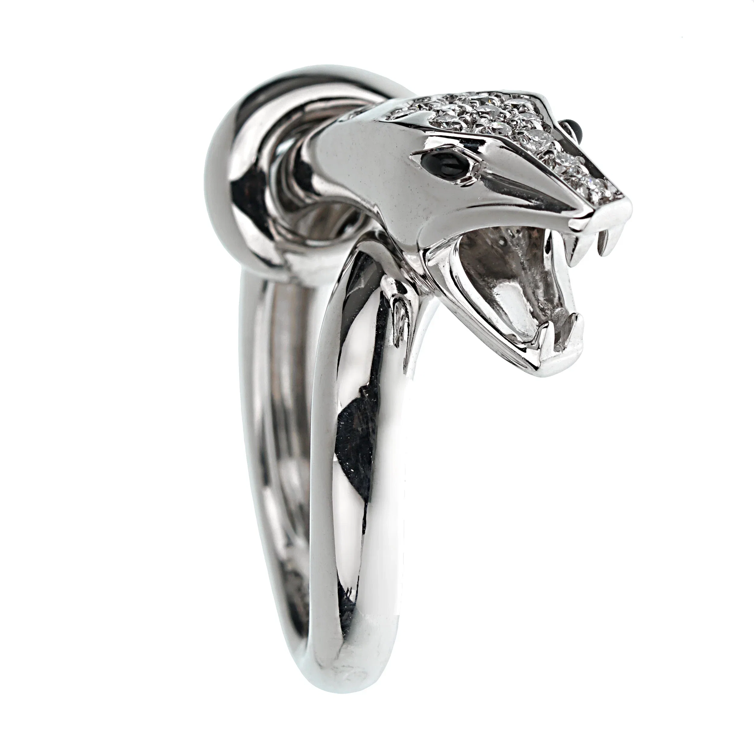 Boucheron Kaa Snake 18k White Gold Diamond Cocktail Ring