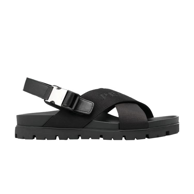 Prada Crisscross Straps Buckle-Fastening Sandal Black
