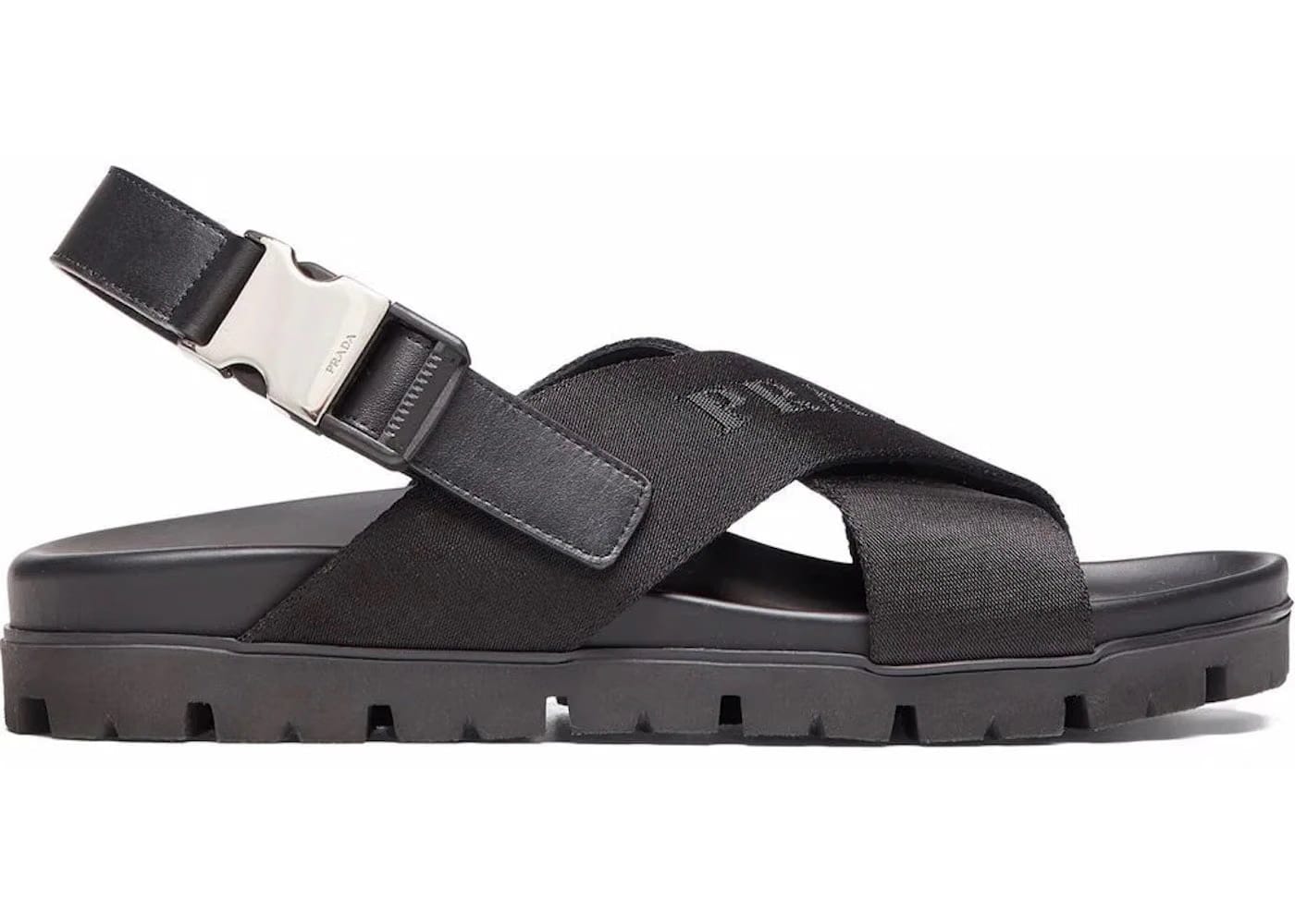 Prada Crisscross Straps Buckle-Fastening Sandal Black
