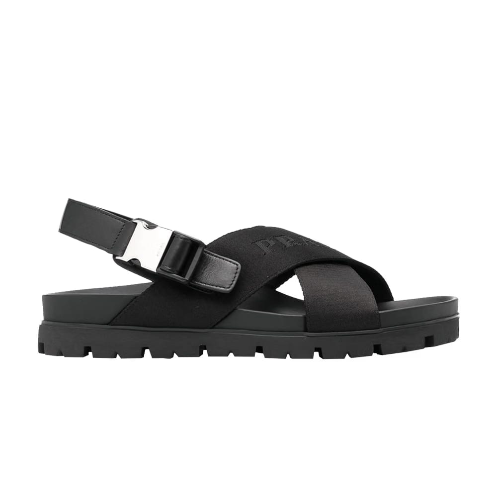 Prada Crisscross Straps Buckle-Fastening Sandal Black