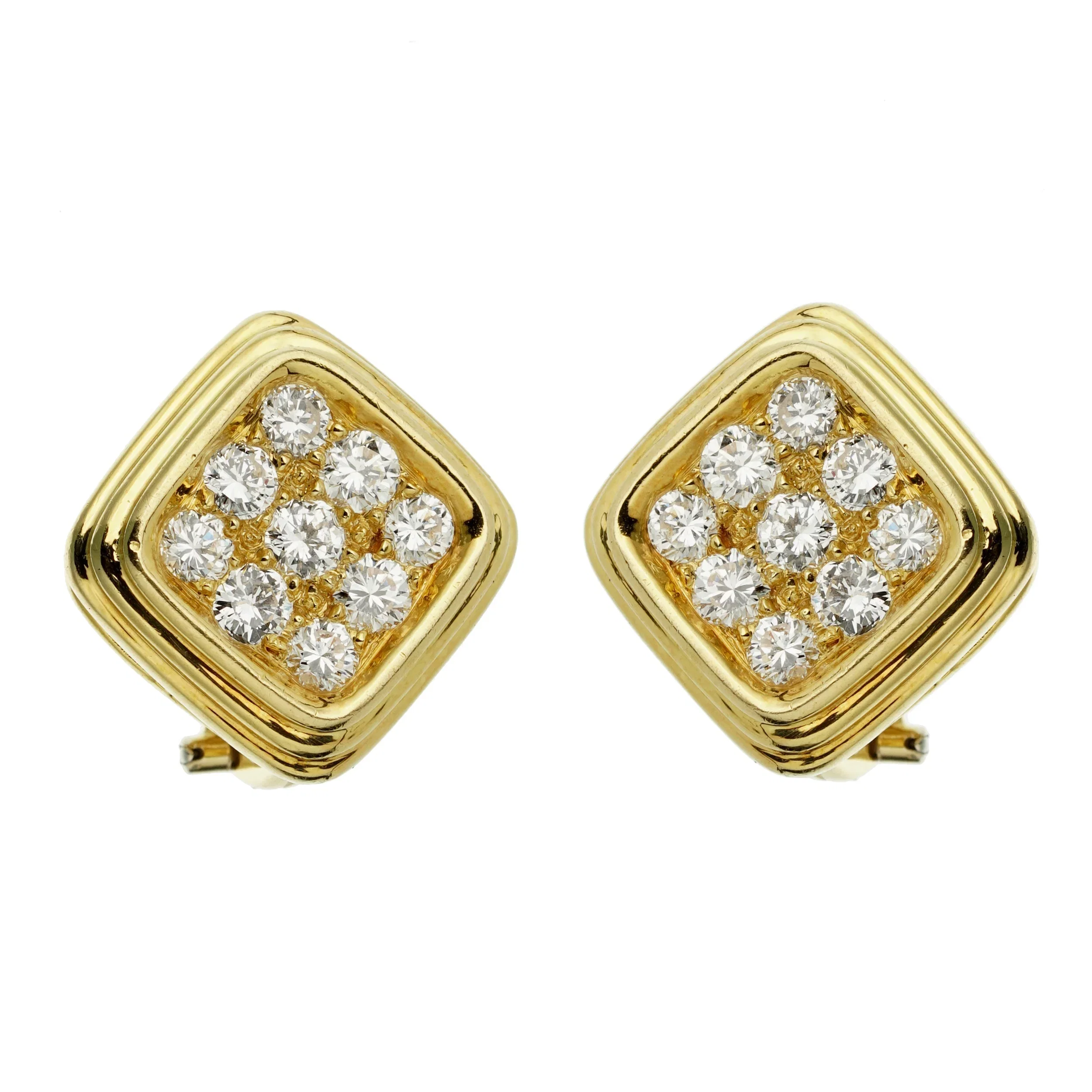 Harry Winston Vintage 18k Yellow Gold Diamond Earrings