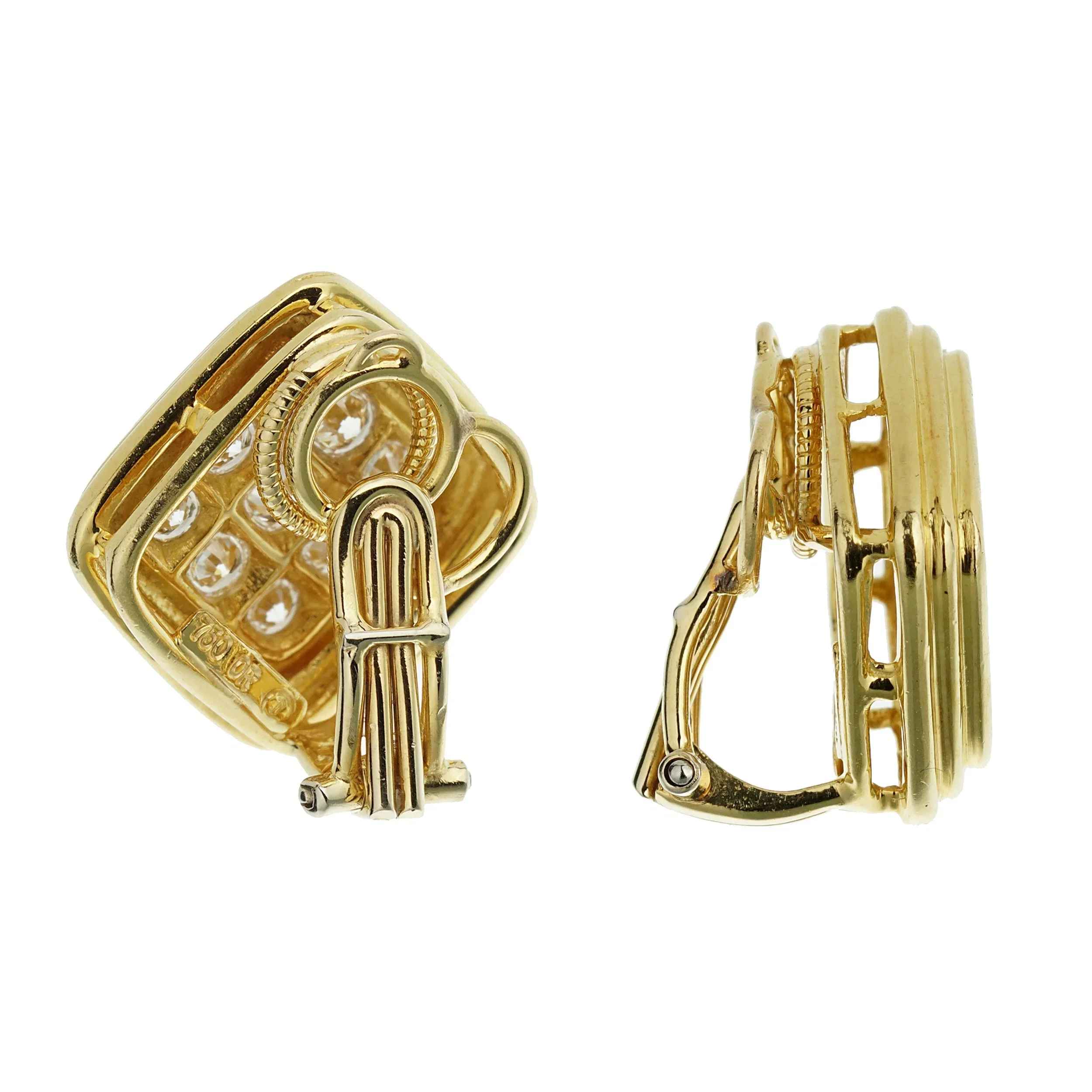 Harry Winston Vintage 18k Yellow Gold Diamond Earrings