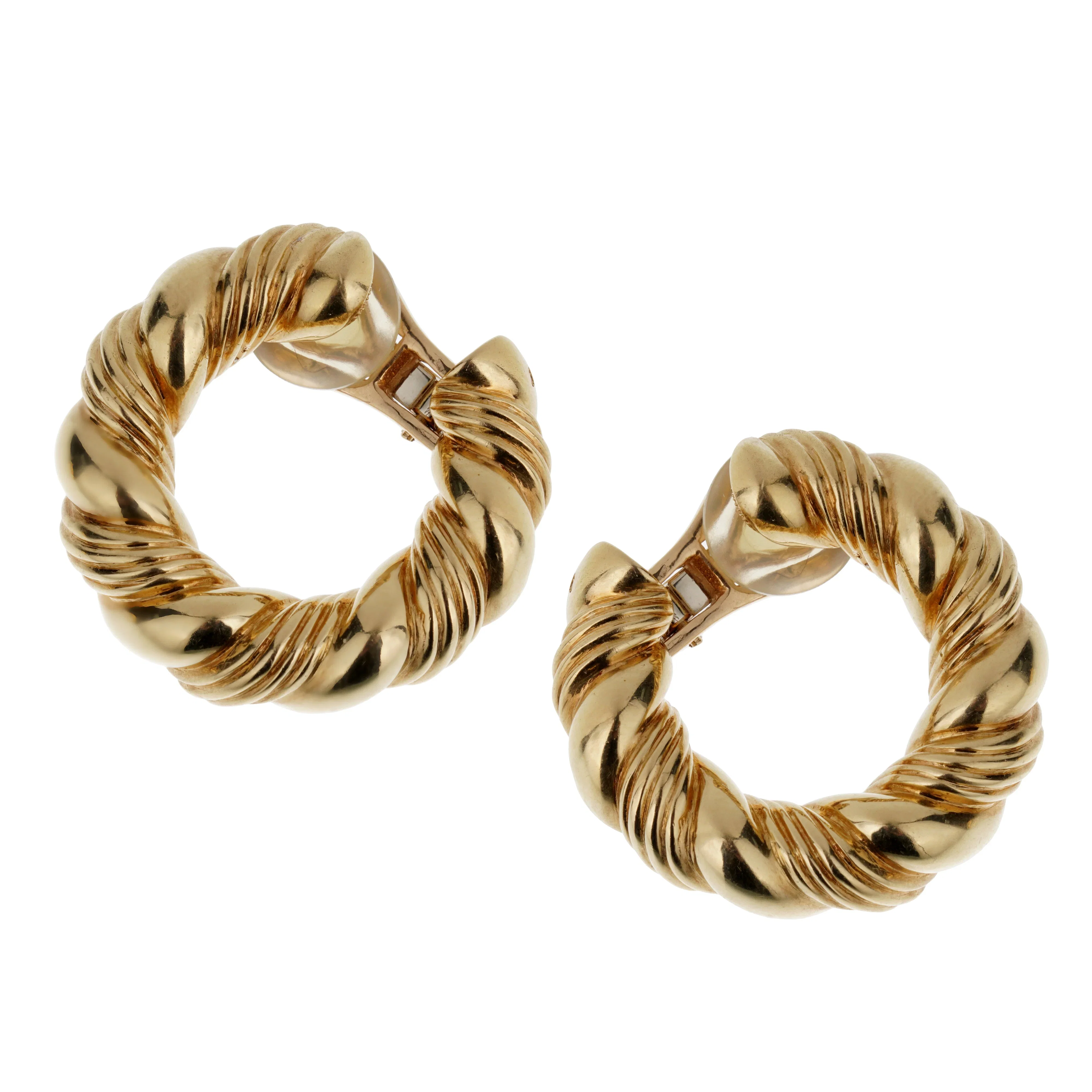 Van Cleef & Arpels 1960s Paris 18k Yellow Gold Hoop Earrings