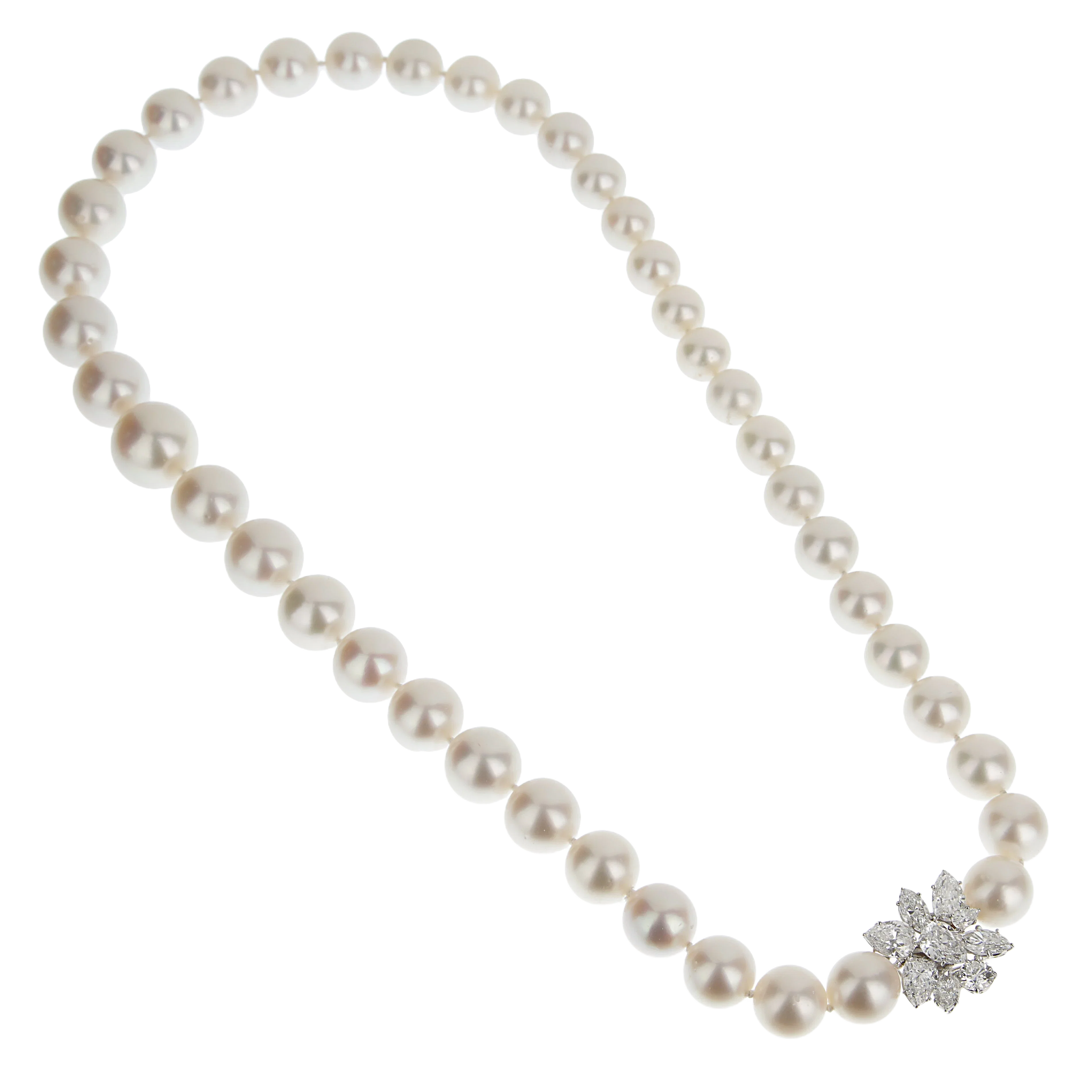 Harry Winston Cluster Pearl Platinum Diamond Necklace