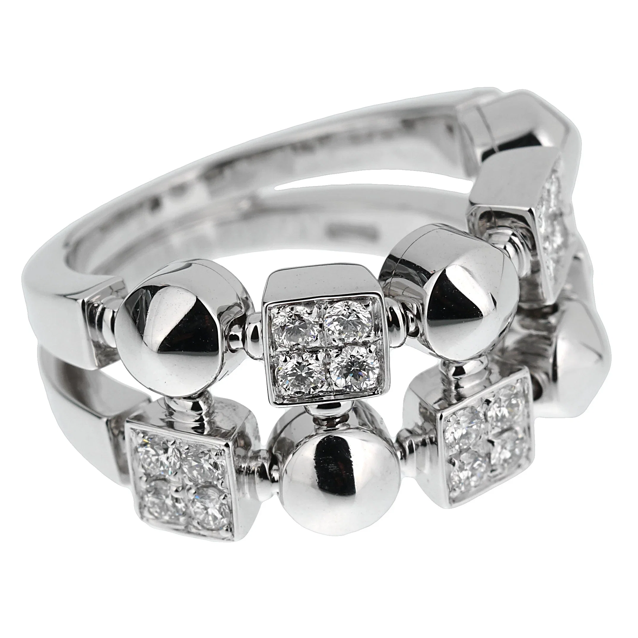 Bvlgari Lucea 18k White Gold Diamond Cocktail Band Ring