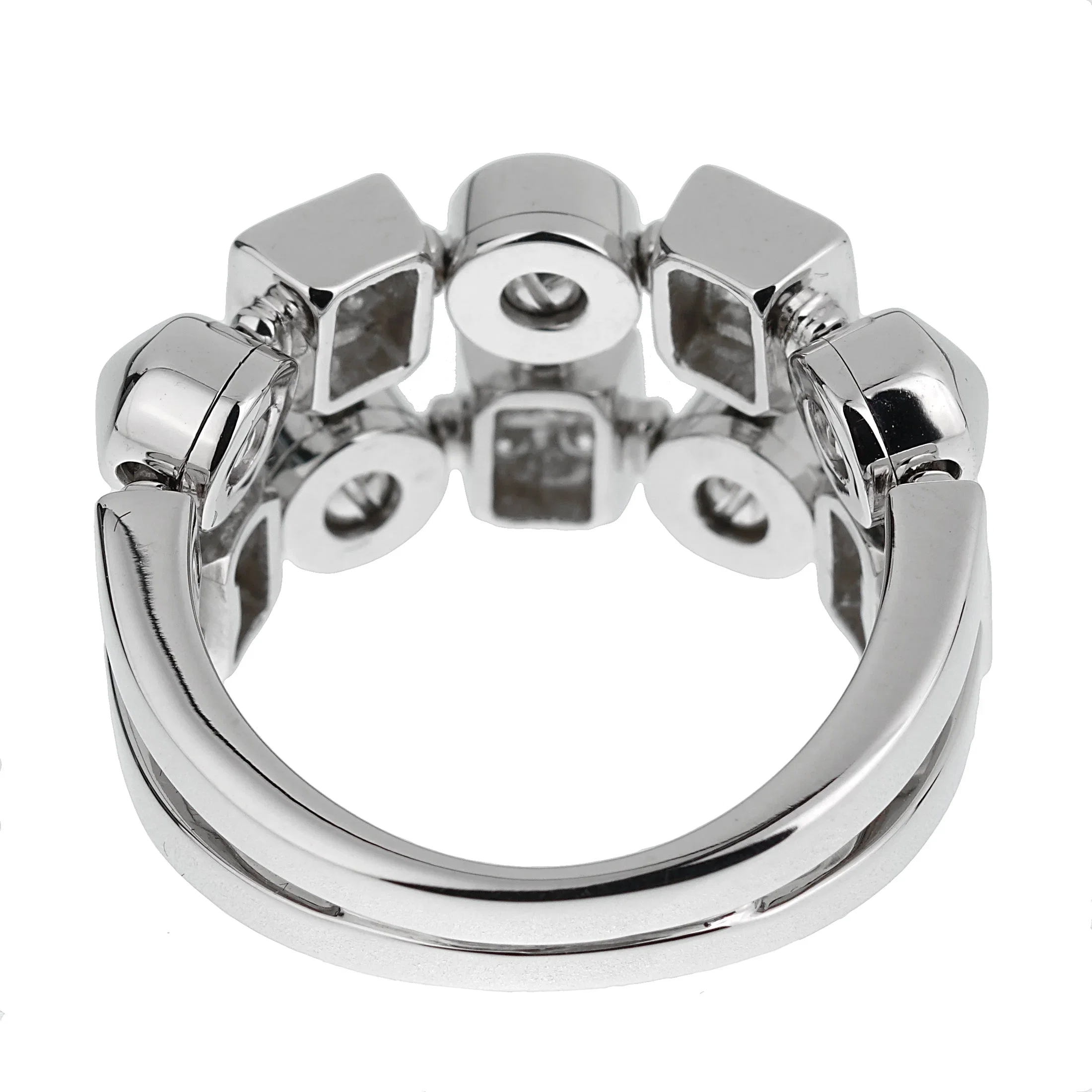 Bvlgari Lucea 18k White Gold Diamond Cocktail Band Ring