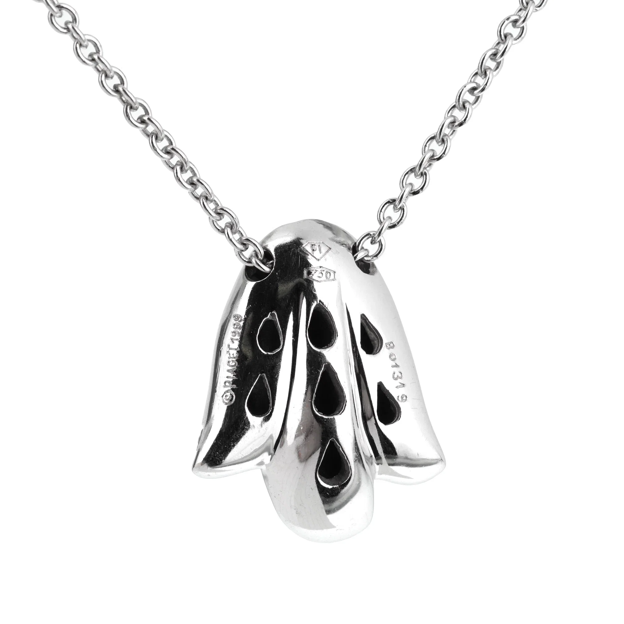 Piaget Vintage Diamond Tulip 18k White Gold Pendant Necklace