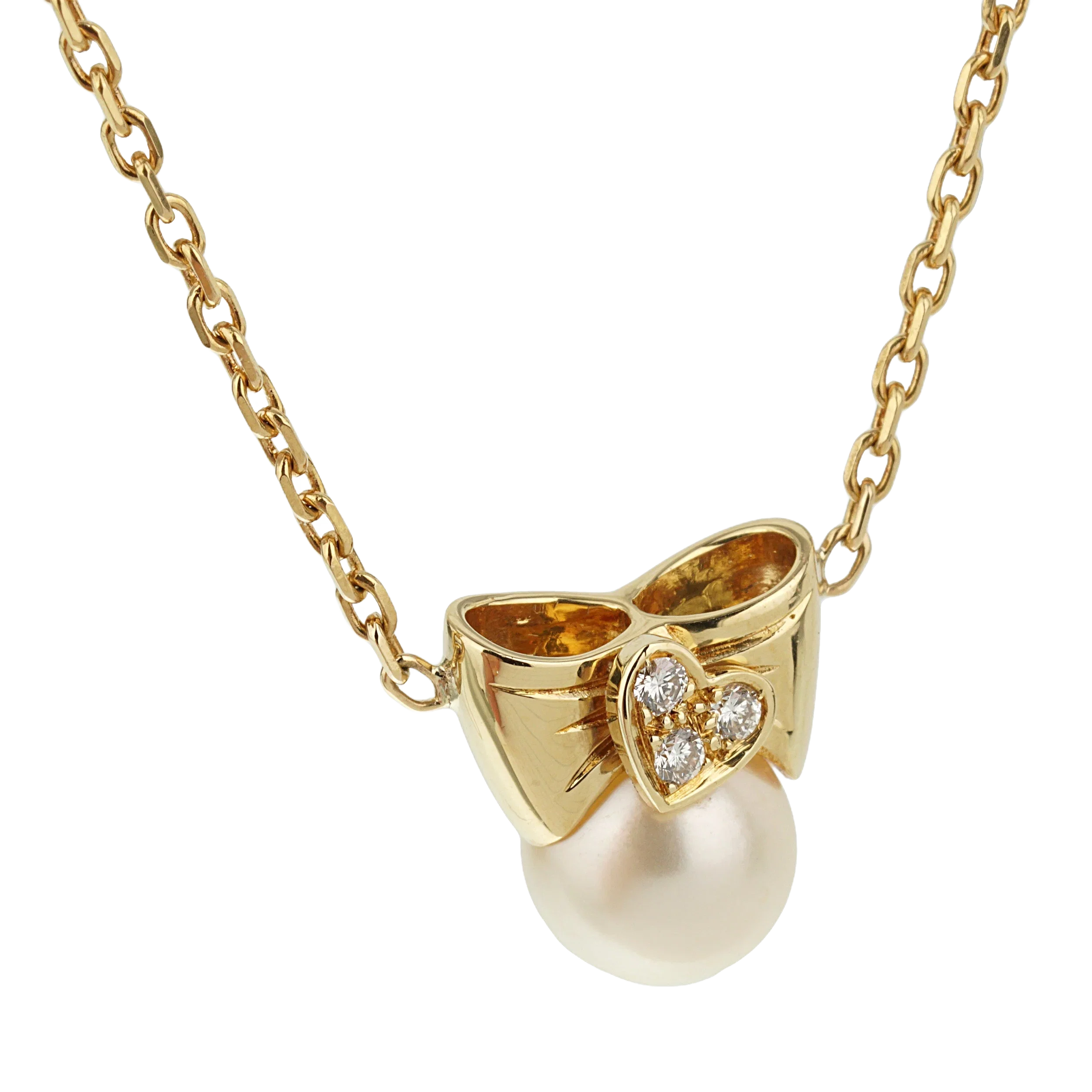 Van Cleef & Arpels Van Cleef Arpels Pearl Diamond Bow 18k Yellow Gold Necklace