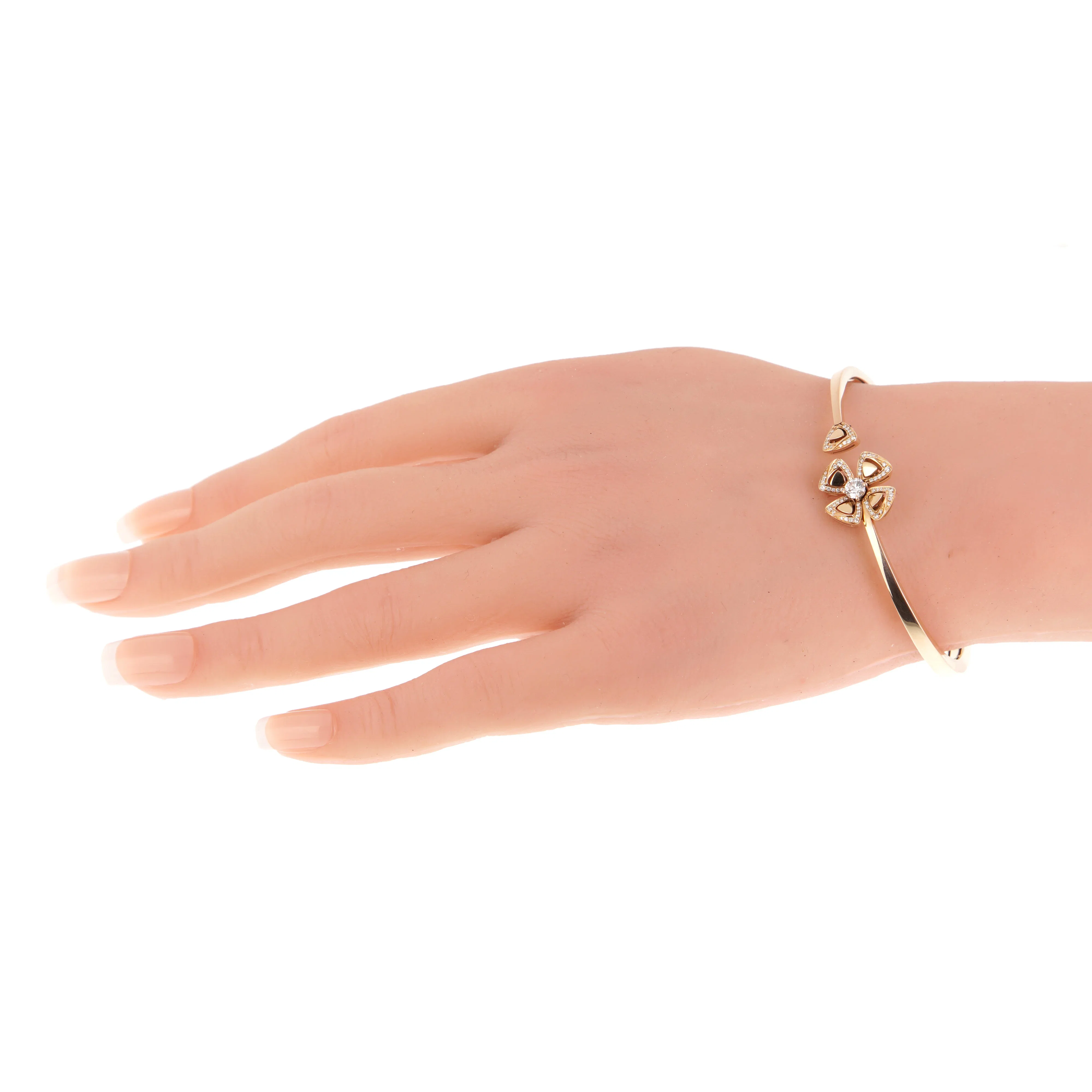 Bvlgari Fiorever Diamond 18k Rose Gold Bangle Bracelet Sz M