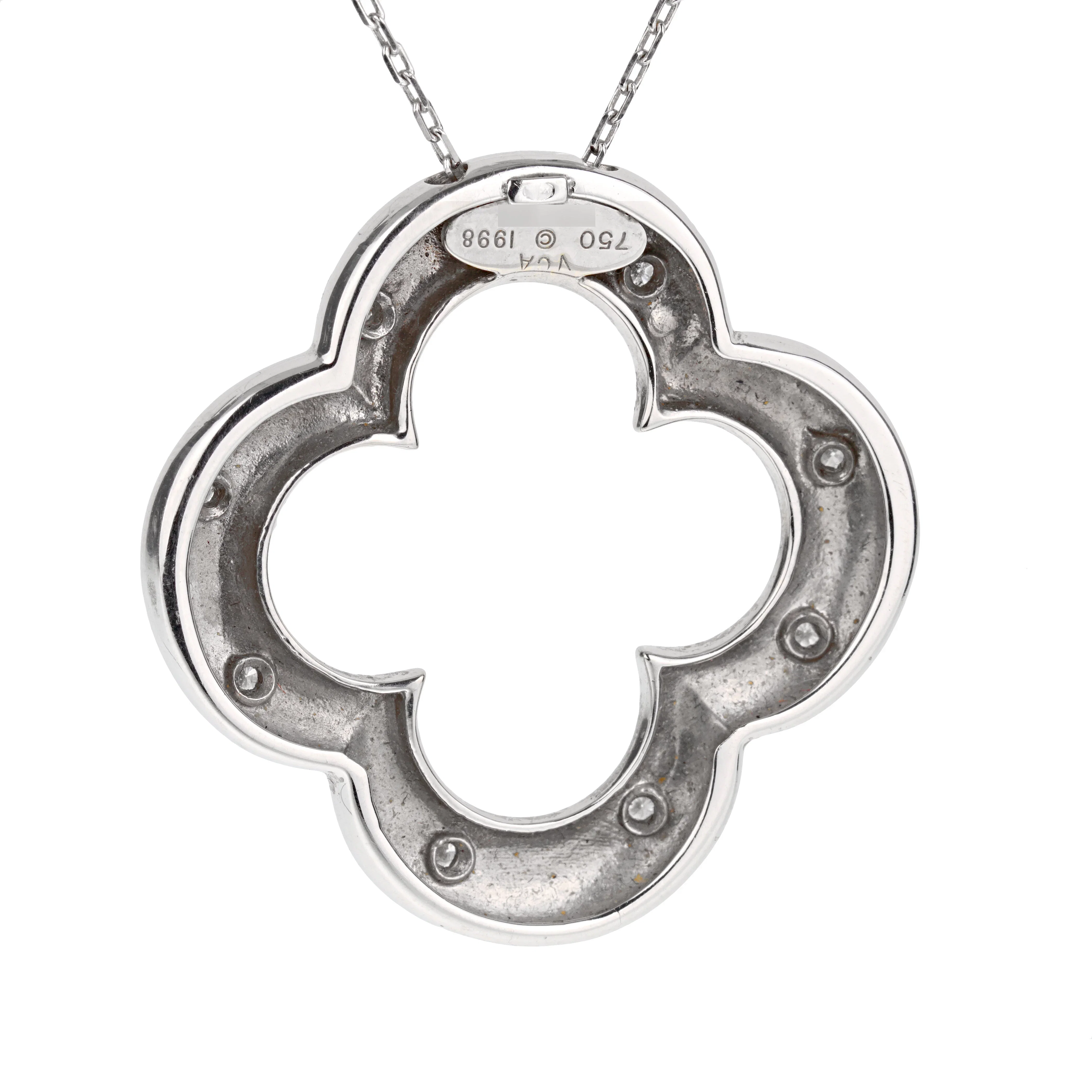 Van Cleef and Arpels Vintage Alhambra Diamond 18k White Gold Necklace