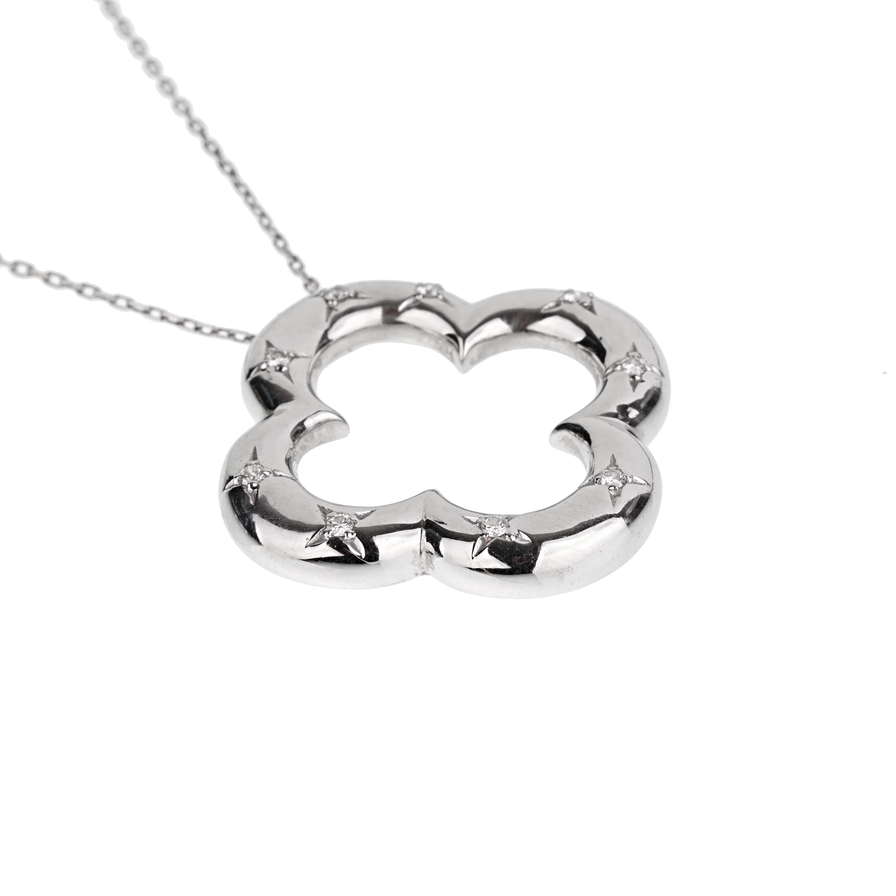 Van Cleef and Arpels Vintage Alhambra Diamond 18k White Gold Necklace