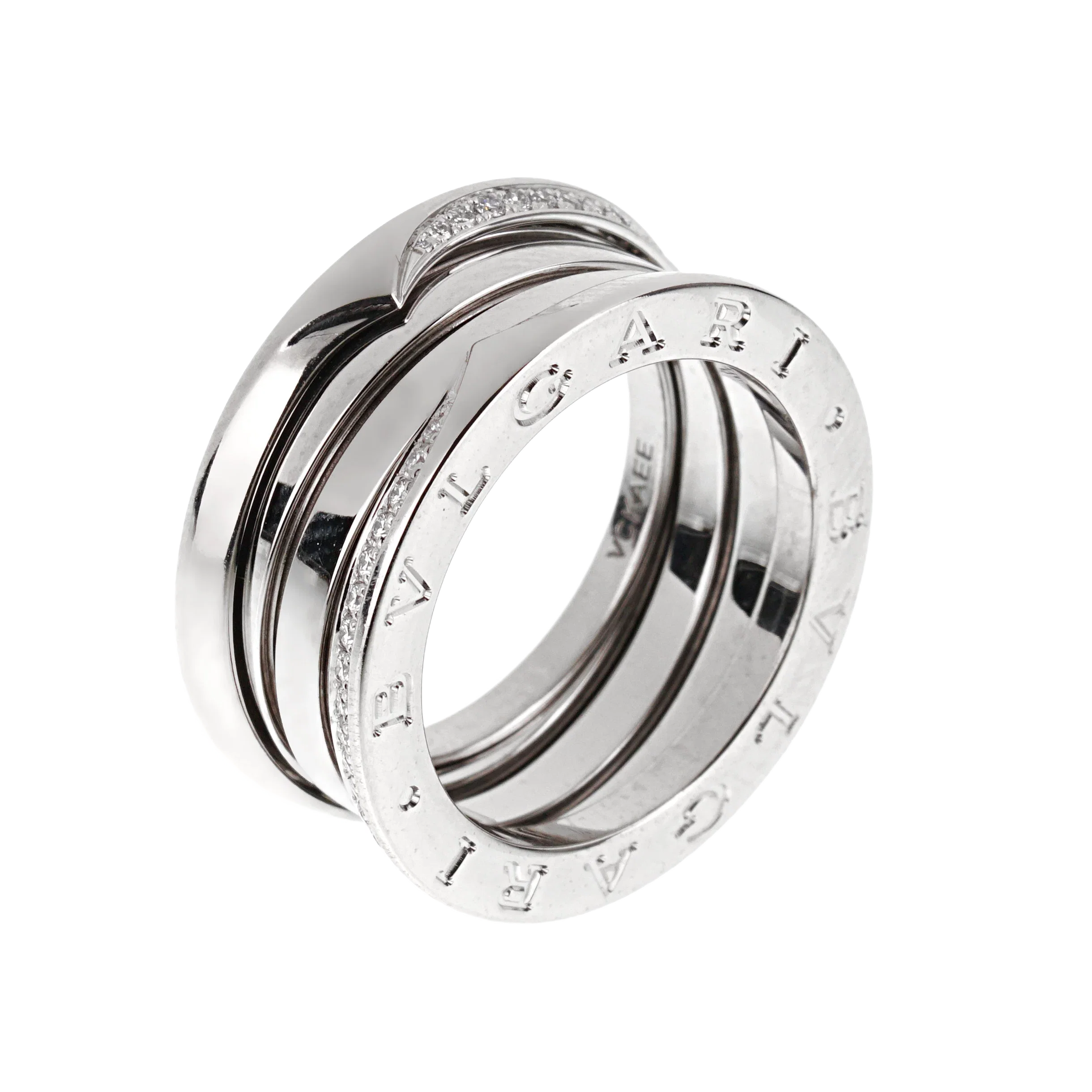 Bvlgari B.zero1 Ring 18k White Gold Diamond 359721 Sz 6 3/4