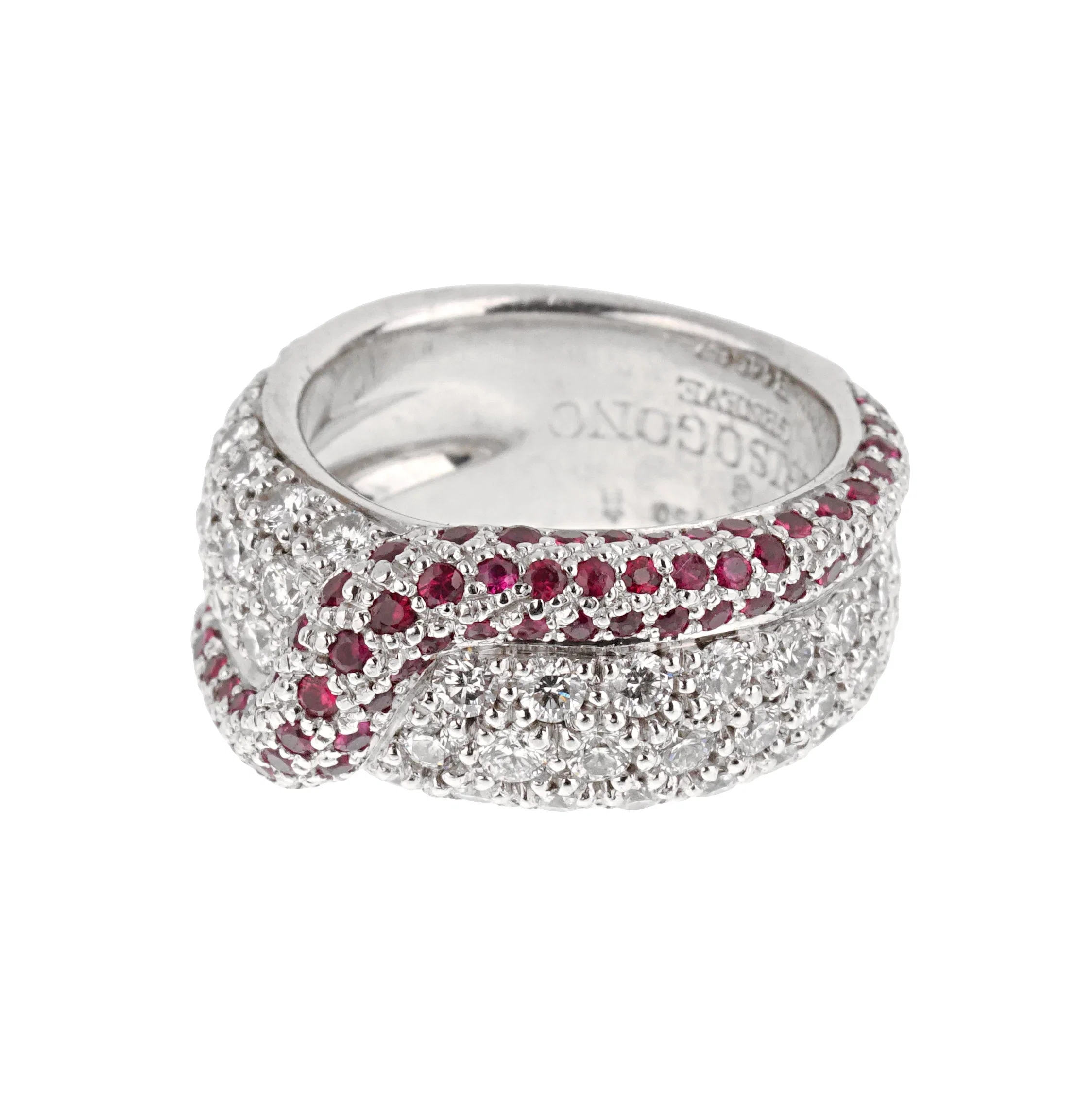 De Grisogono Ruby & Diamond 18k White Gold Cocktail Ring Sz 5 1/4