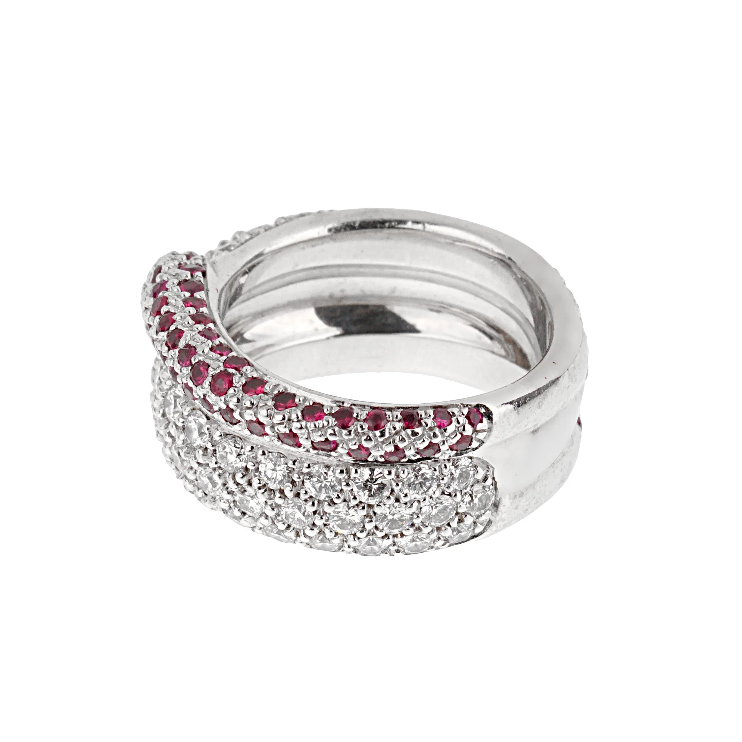 De Grisogono Ruby & Diamond 18k White Gold Cocktail Ring Sz 5 1/4