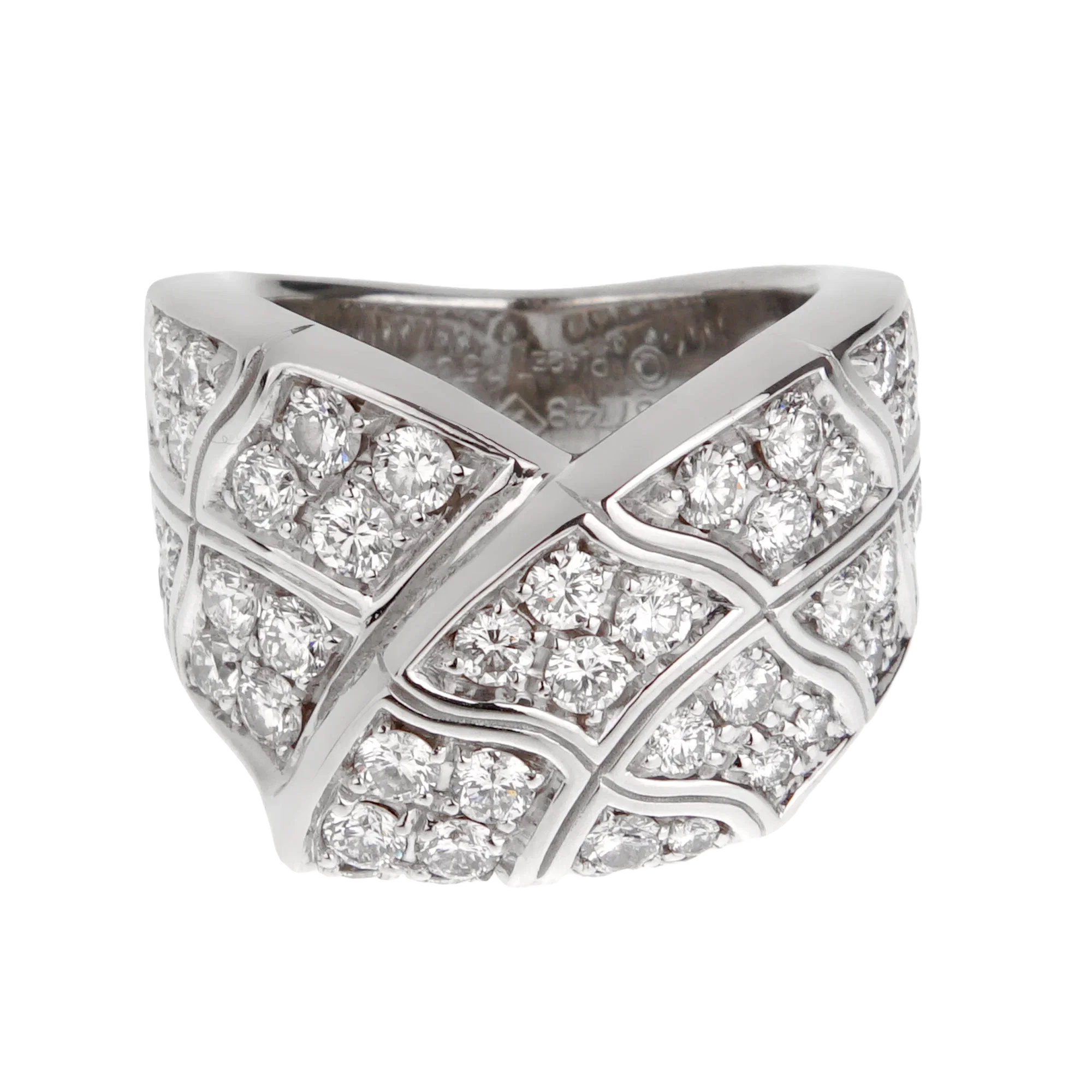 Piaget Vintage Diamond 18k White Gold Cocktail Ring Sz 5 3/4
