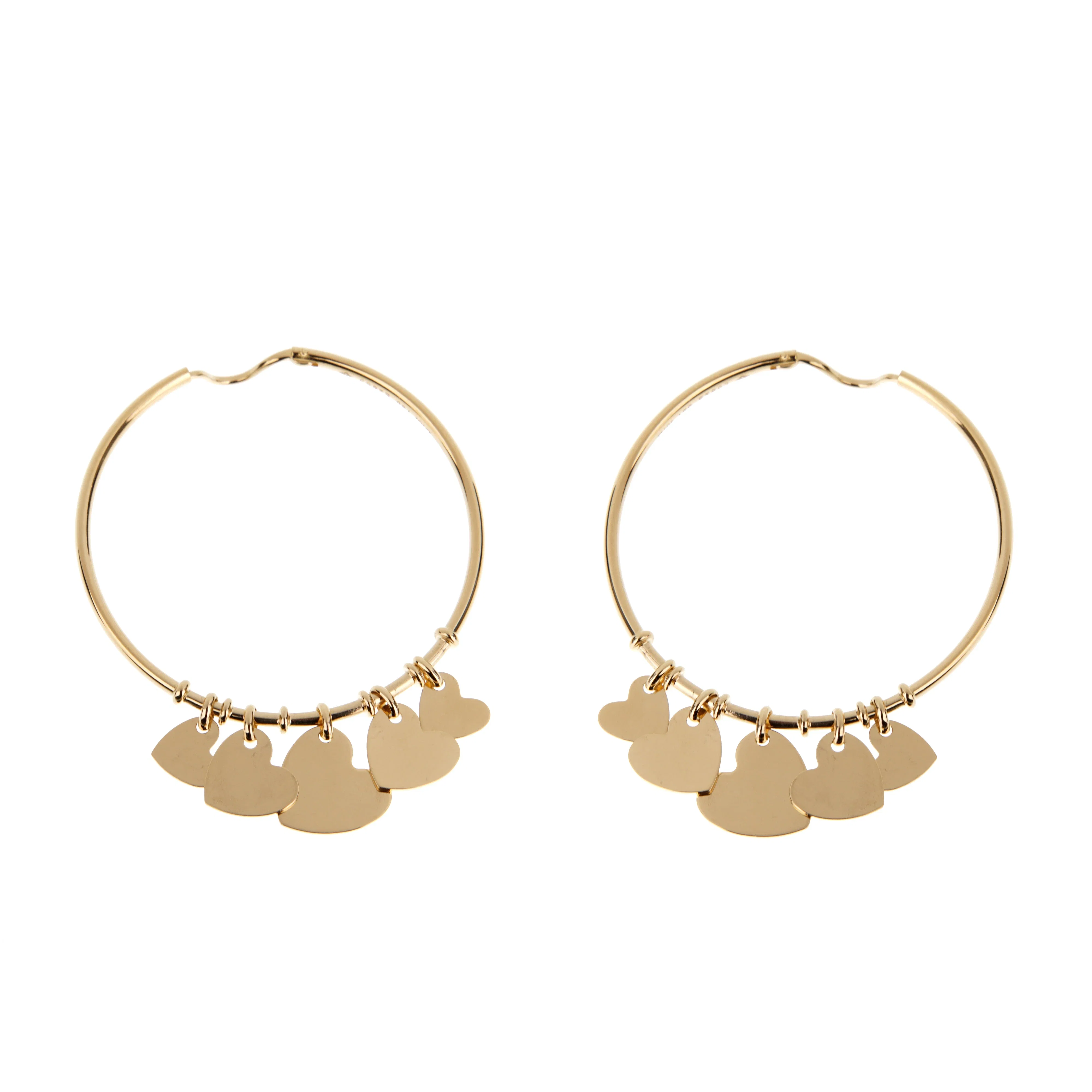 Christian Dior Dior French 18k Yellow Gold Heart Charm Hoop Earrings Circa 2000's