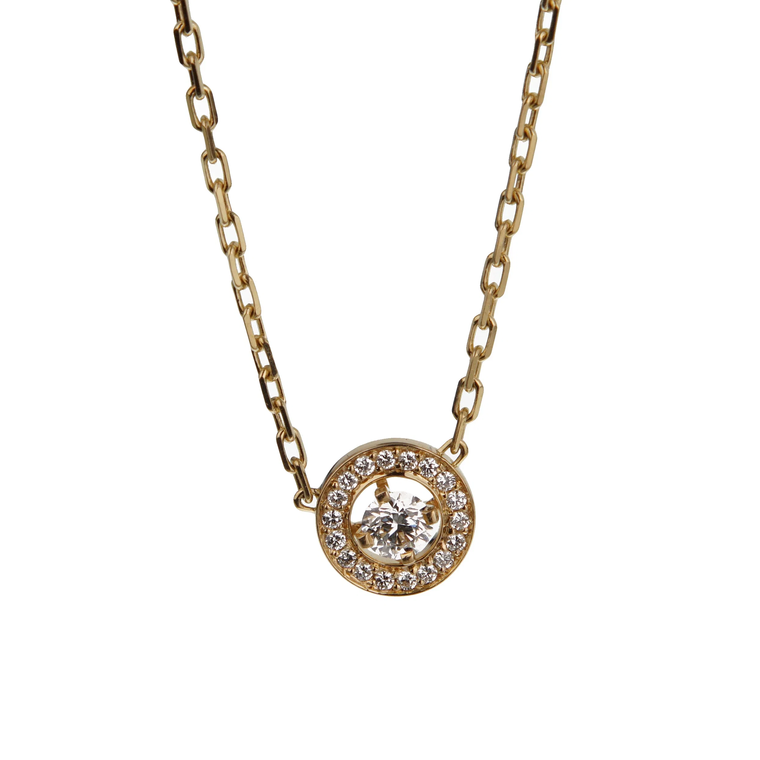 Boucheron 18k Yellow Gold Diamond Solitaire Pendant Necklace