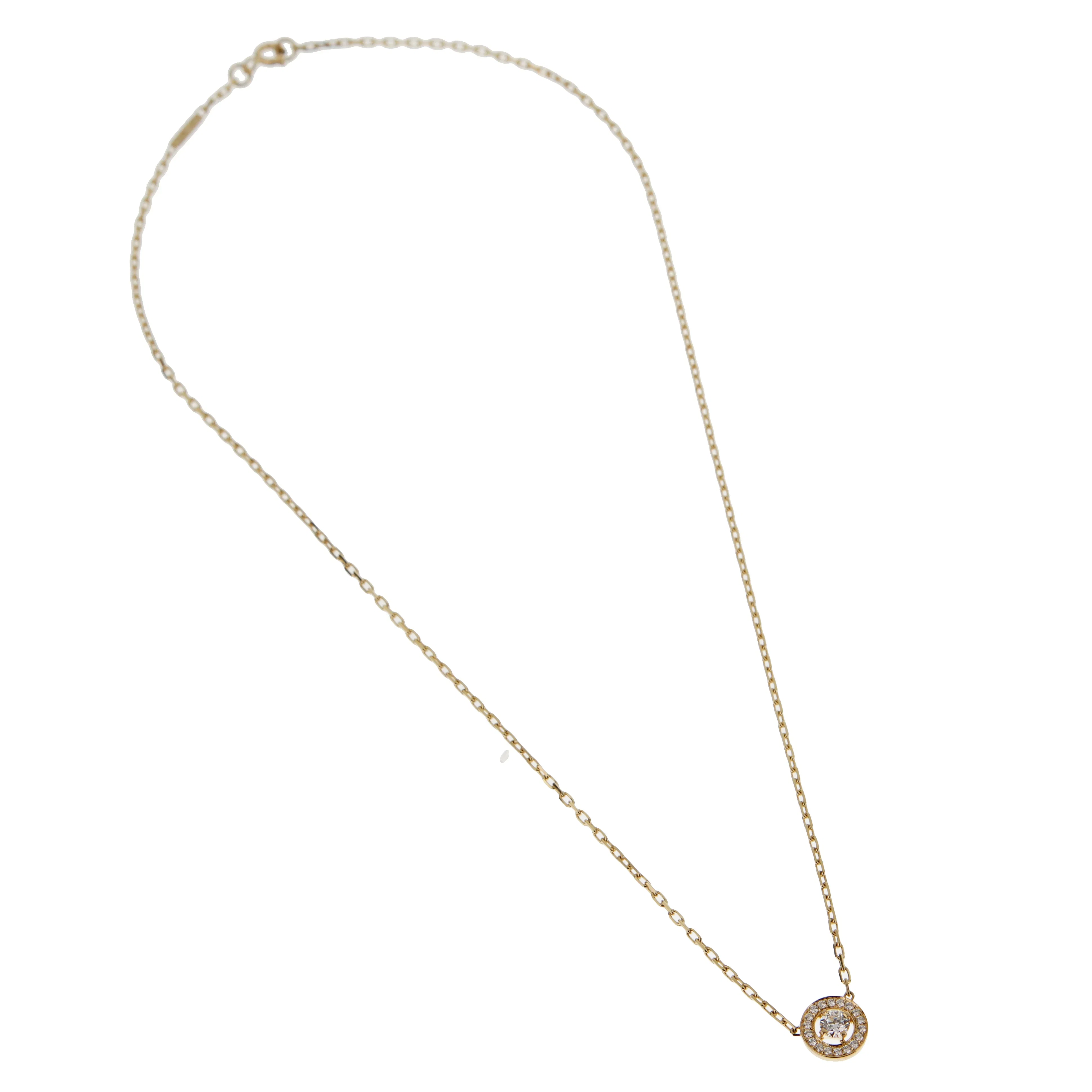 Boucheron 18k Yellow Gold Diamond Solitaire Pendant Necklace