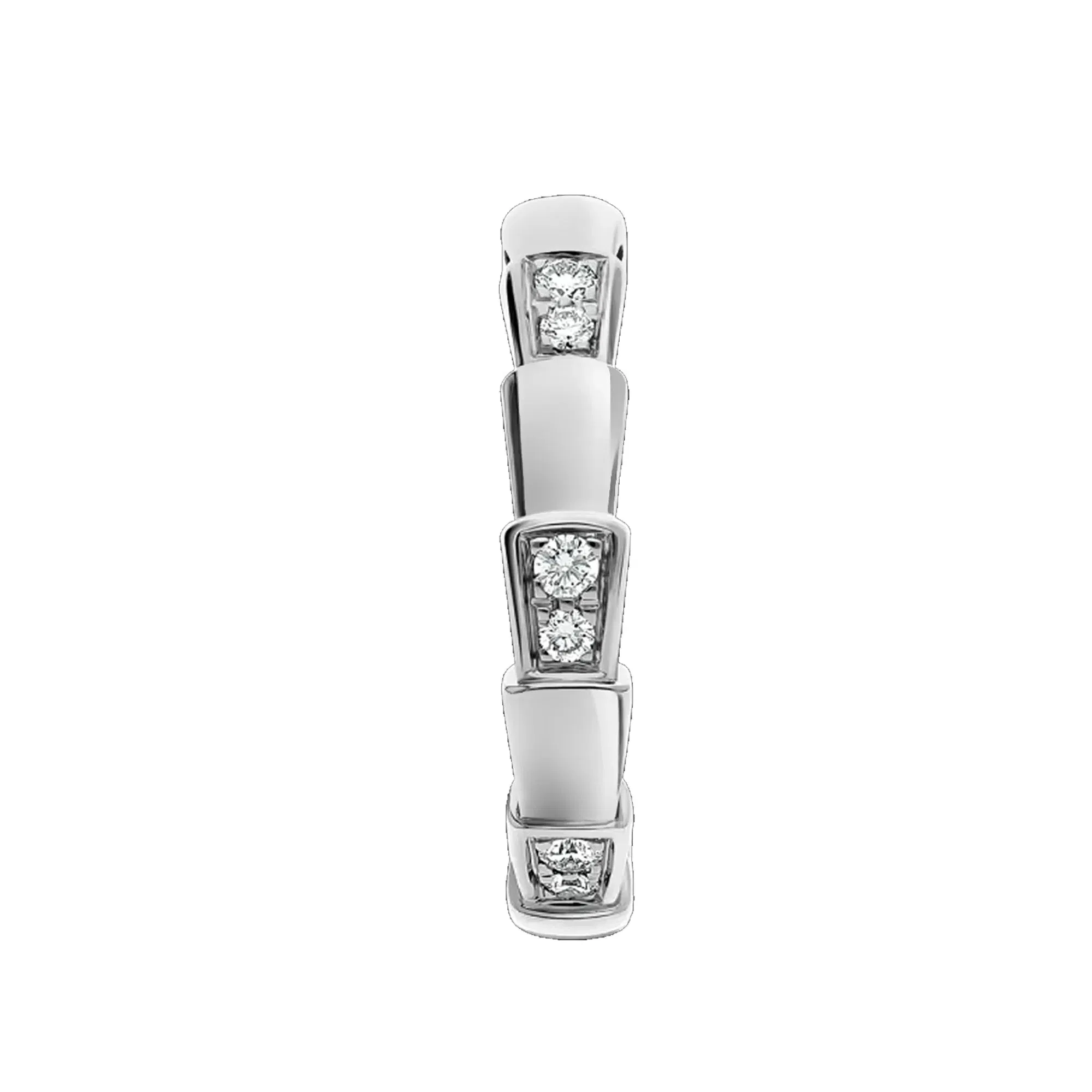 Bvlgari Serpenti Viper 18k White Gold Diamond Band Ring Sz 5