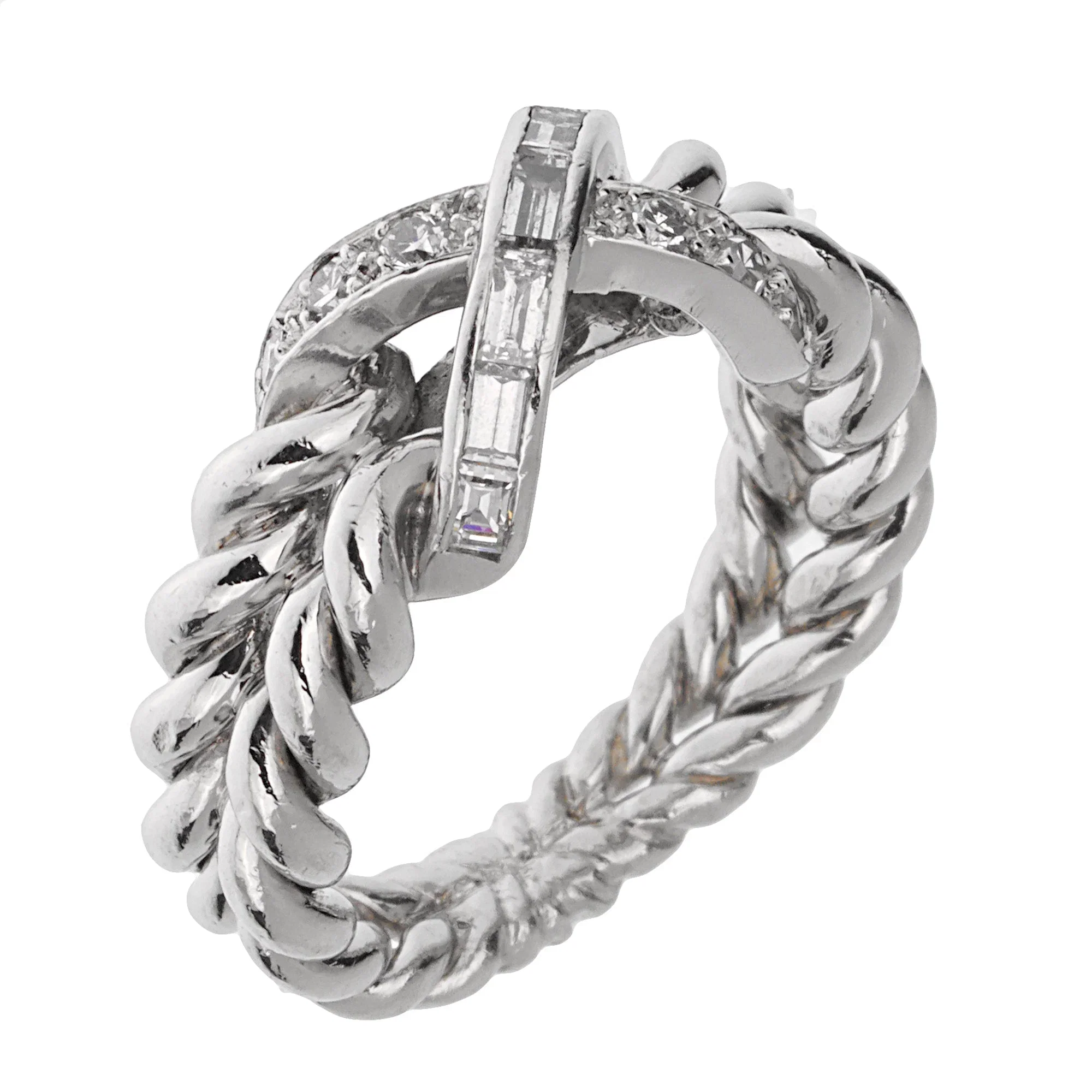 Sterle Paris Platinum Diamond Cocktail Band Ring Sz 5 1/2