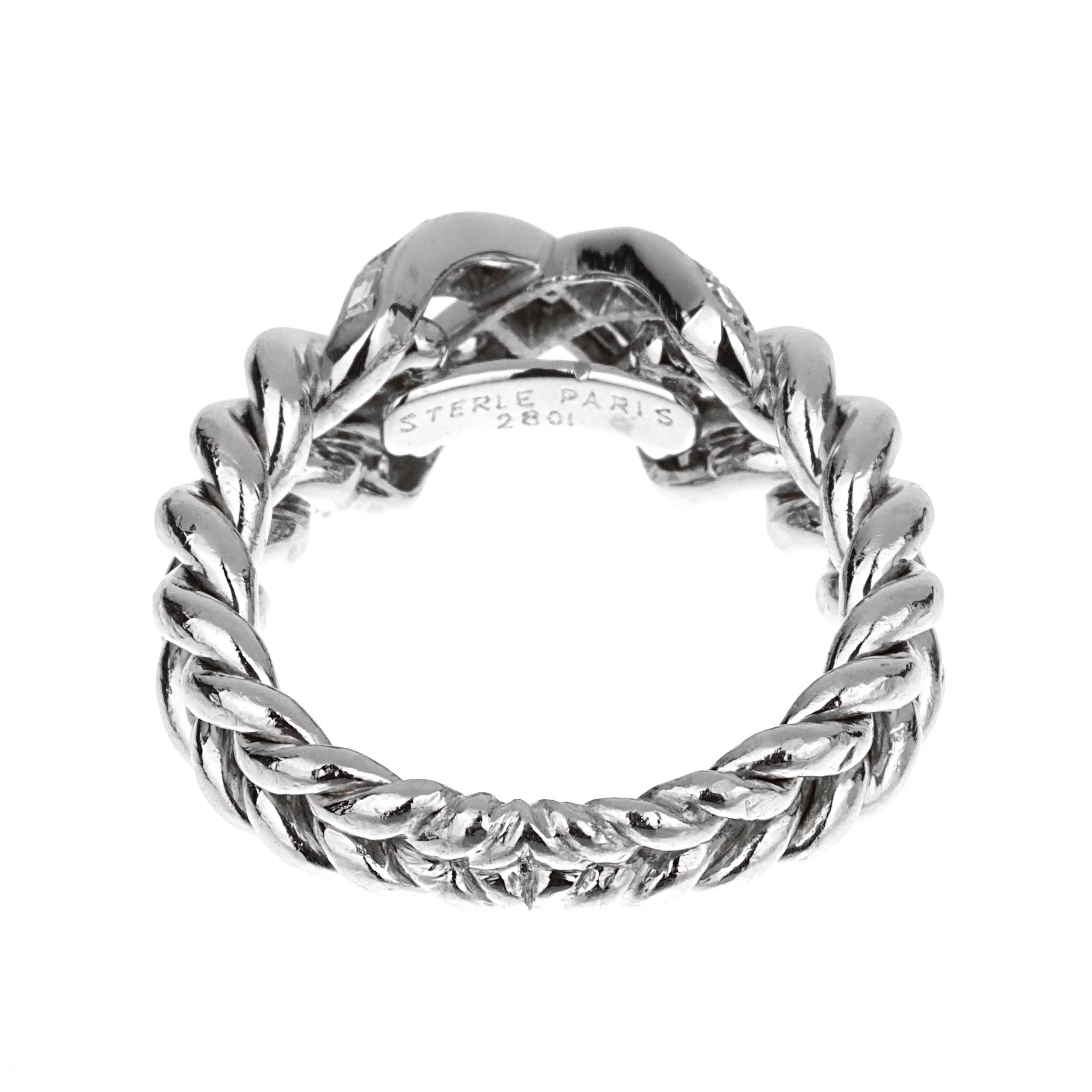 Sterle Paris Platinum Diamond Cocktail Band Ring Sz 5 1/2