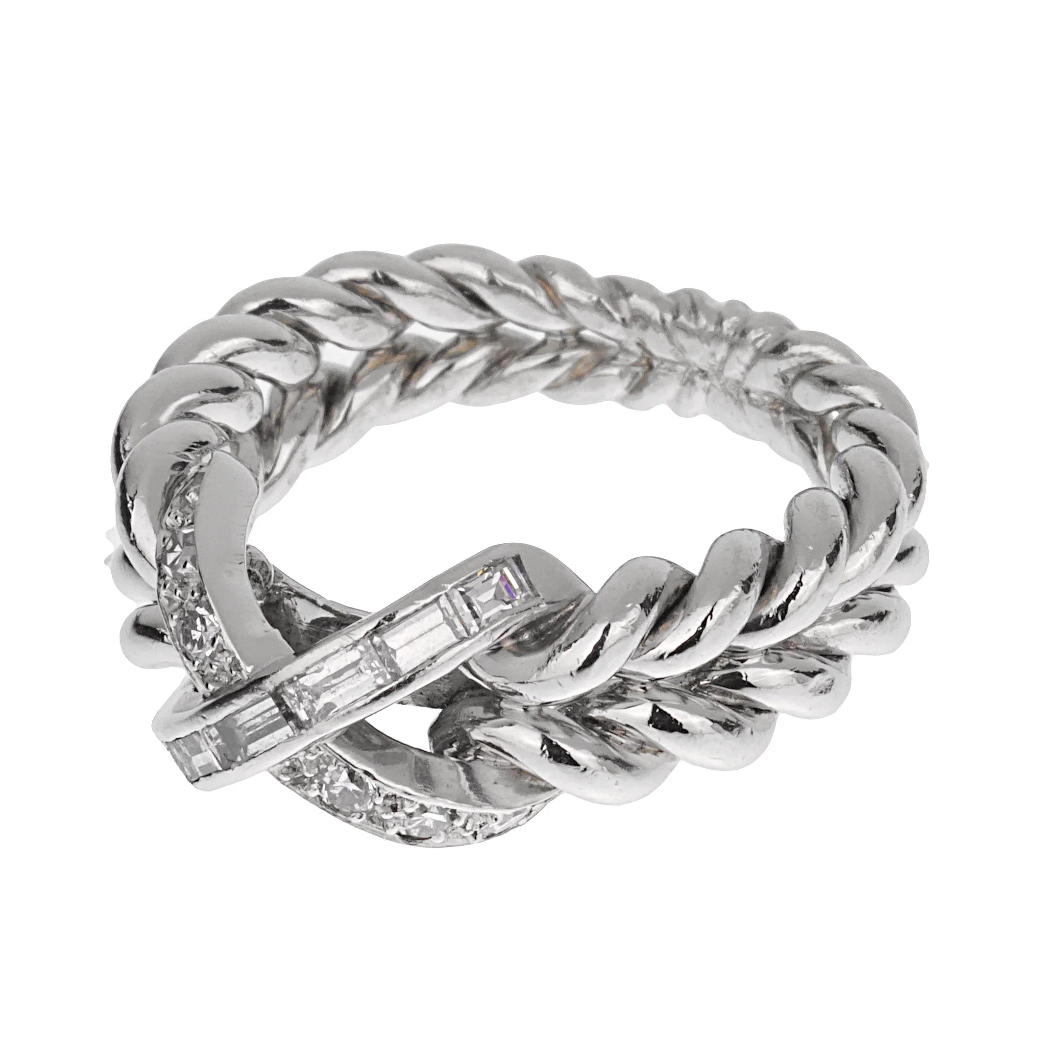 Sterle Paris Platinum Diamond Cocktail Band Ring Sz 5 1/2