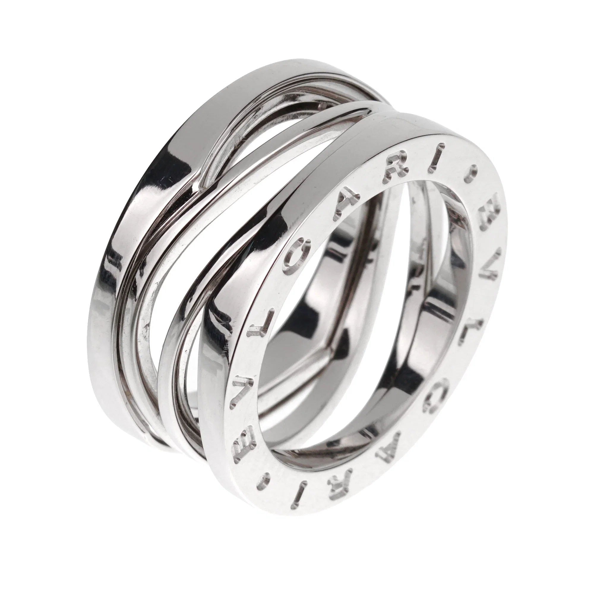 Bvlgari B.zero1 Legend Three Band 18k White Gold Ring Sz 5 1/2