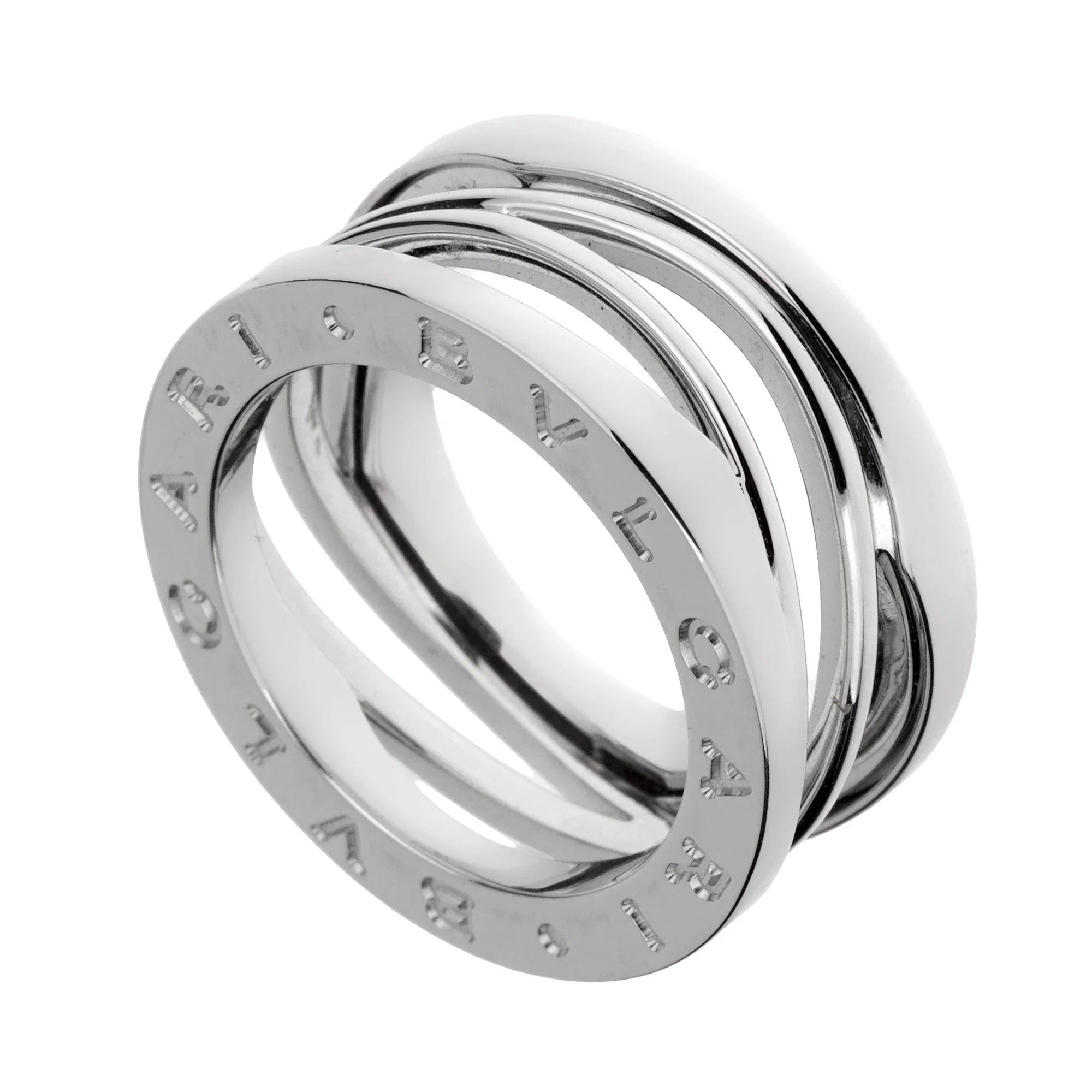 Bvlgari B.zero1 Legend Three Band 18k White Gold Ring Sz 5 1/2