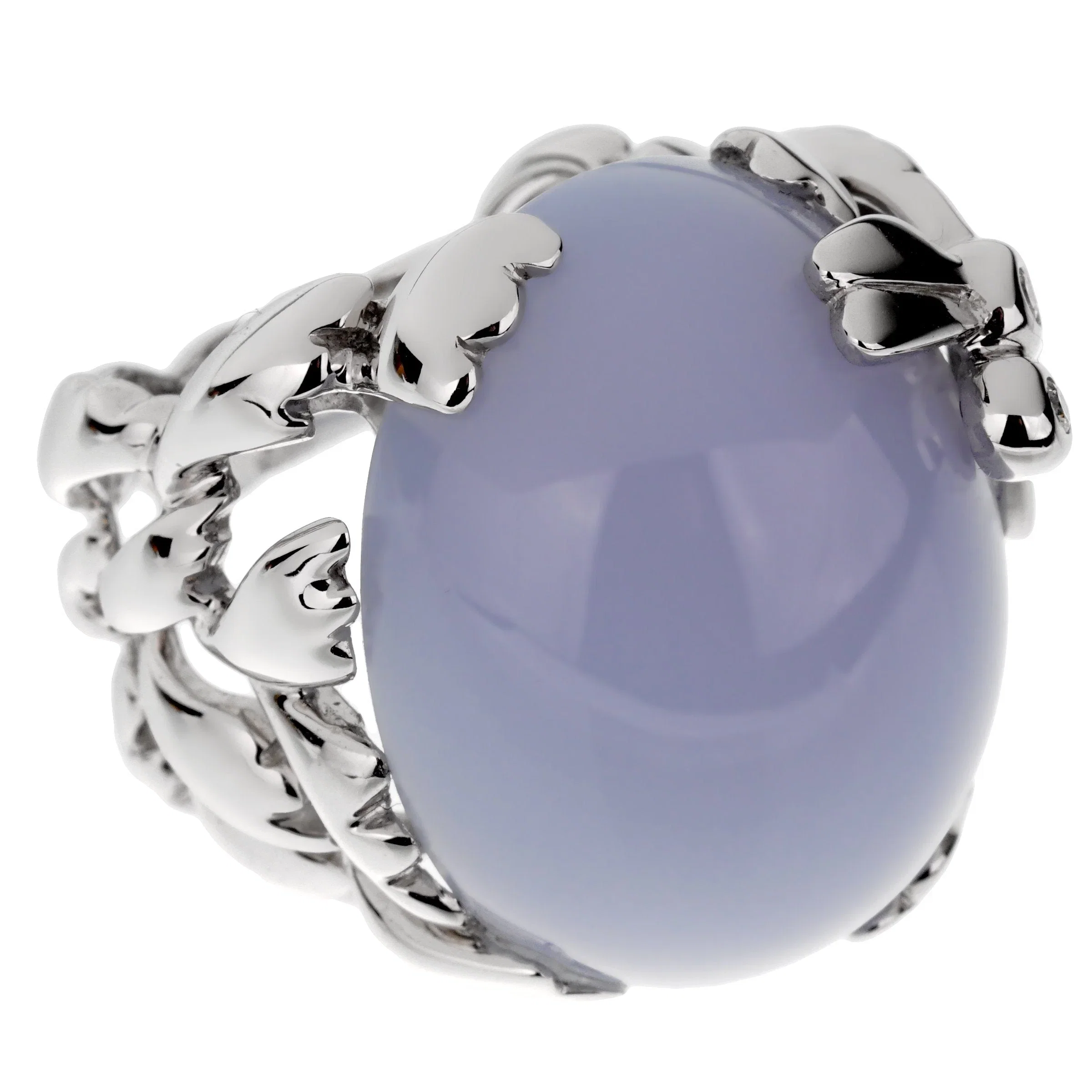 Christian Dior Dior 40ct Blue Chalcedony Diamond 18k Gold Cocktail Ring Sz 6