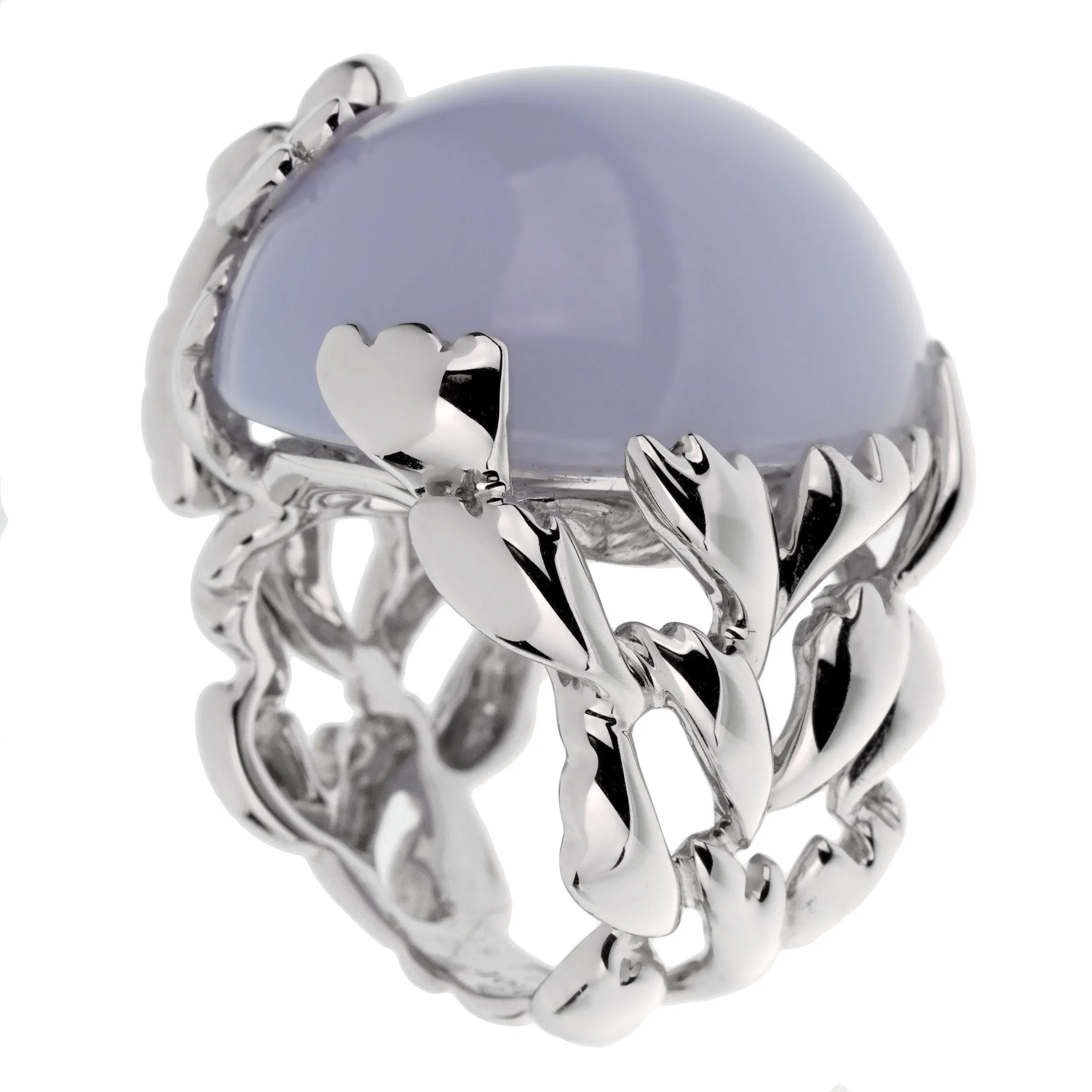 Christian Dior Dior 40ct Blue Chalcedony Diamond 18k Gold Cocktail Ring Sz 6