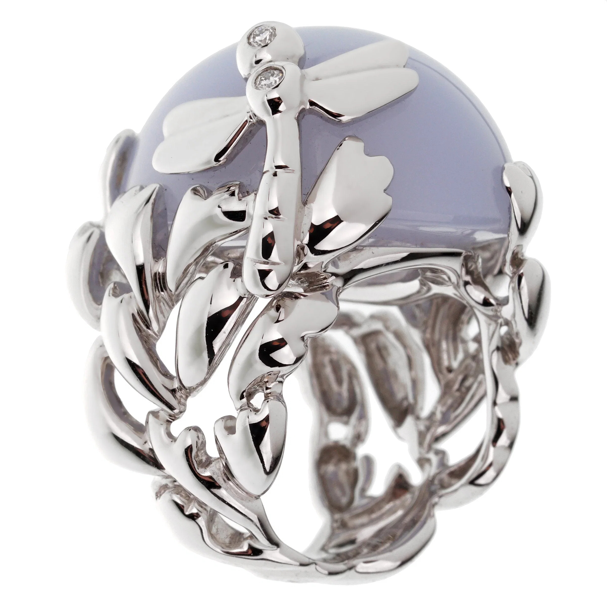 Christian Dior Dior 40ct Blue Chalcedony Diamond 18k Gold Cocktail Ring Sz 6