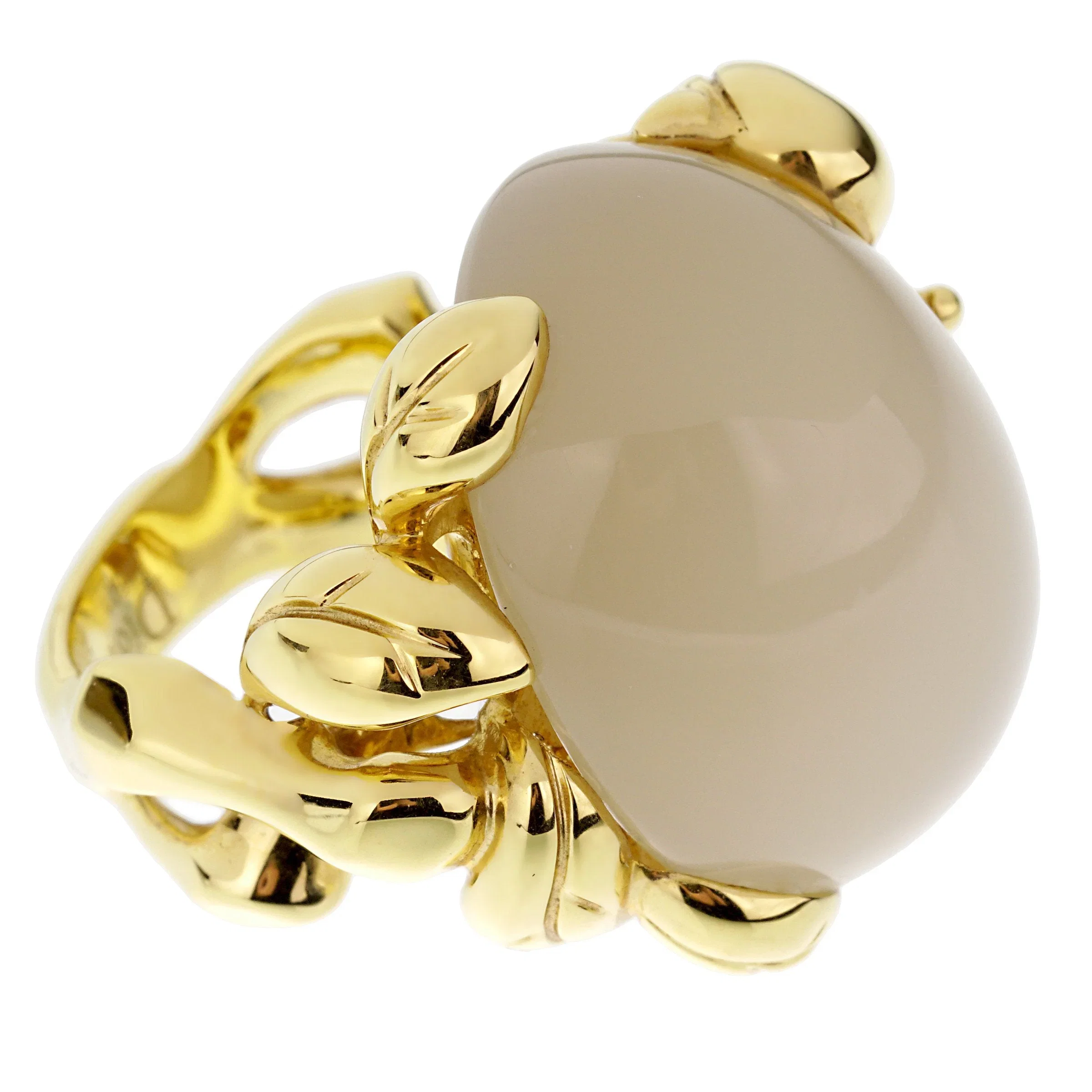 Christian Dior Dior 40ct Moonstone Diamond 18k Yellow Gold Cocktail Ring Sz 4 3/4