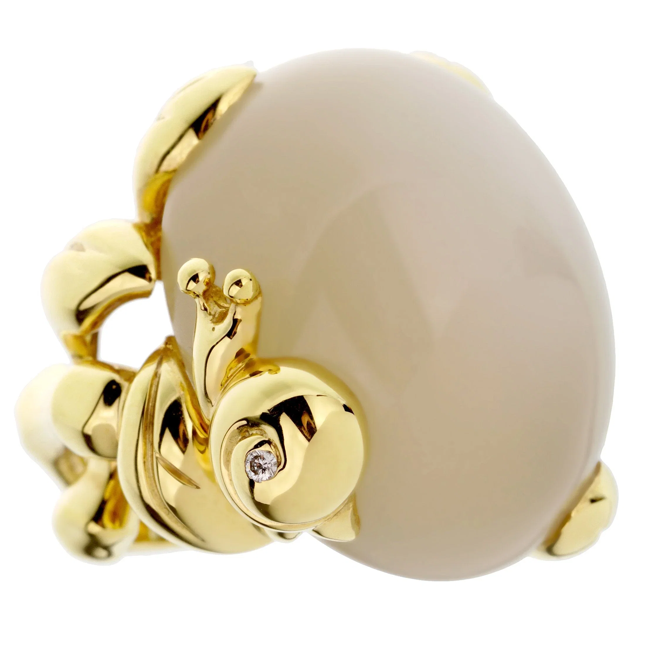 Christian Dior Dior 40ct Moonstone Diamond 18k Yellow Gold Cocktail Ring Sz 4 3/4