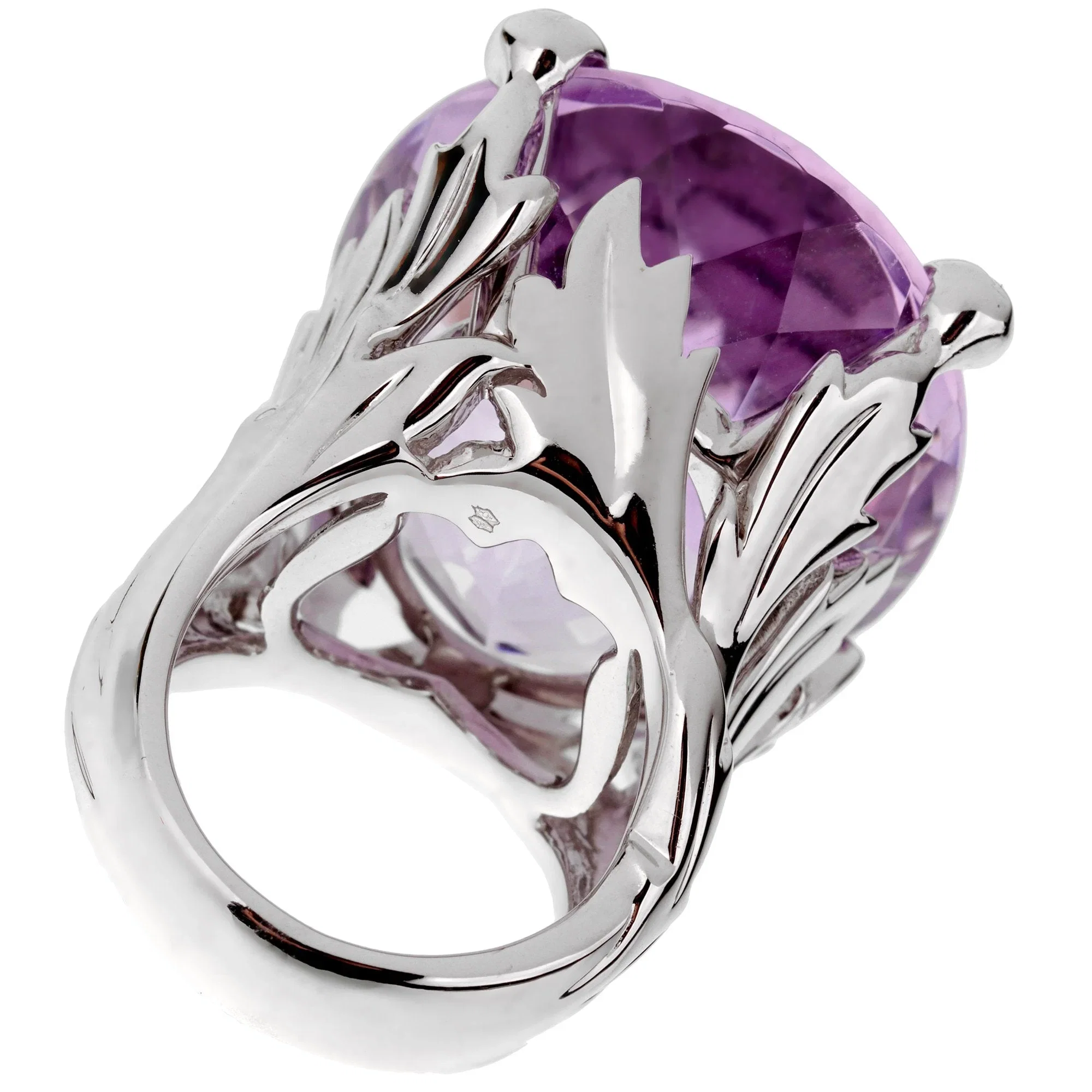 Christian Dior Dior 44.5ct Amethyst Diamond Cocktail 18k White Gold Ring Sz 8