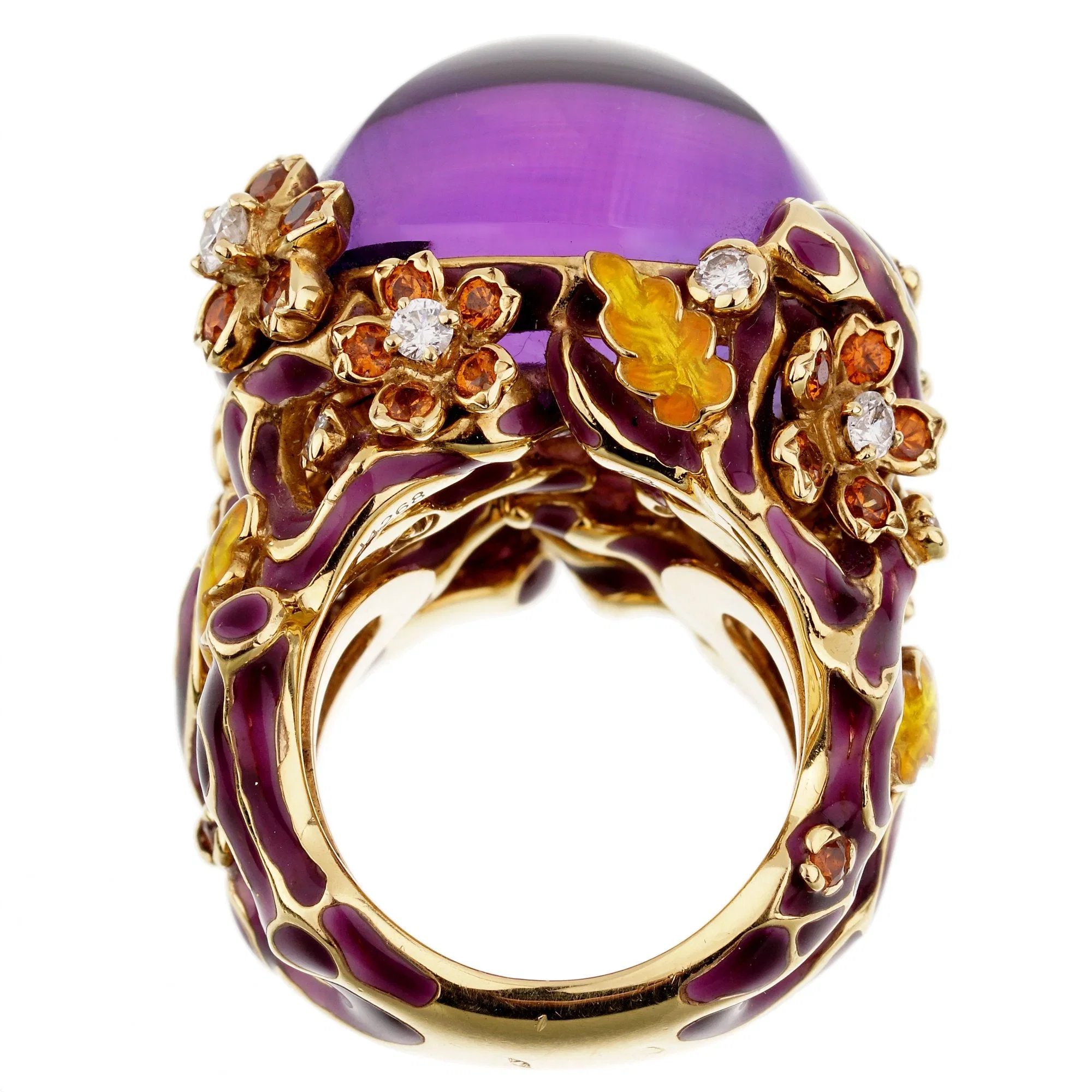 Christian Dior Dior Diorella Amethyst 18k Yellow Gold Diamond Cocktail Ring Sz 6 1/4