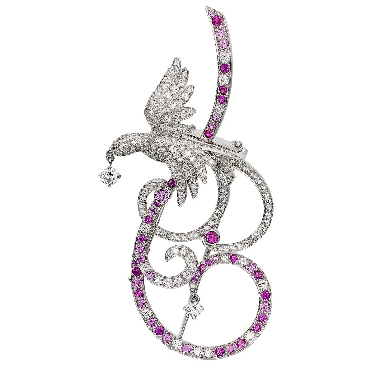 Van Cleef & Arpels Van Cleef Arpels Birds of Paradise 18k White Gold Diamond Brooch Pendant