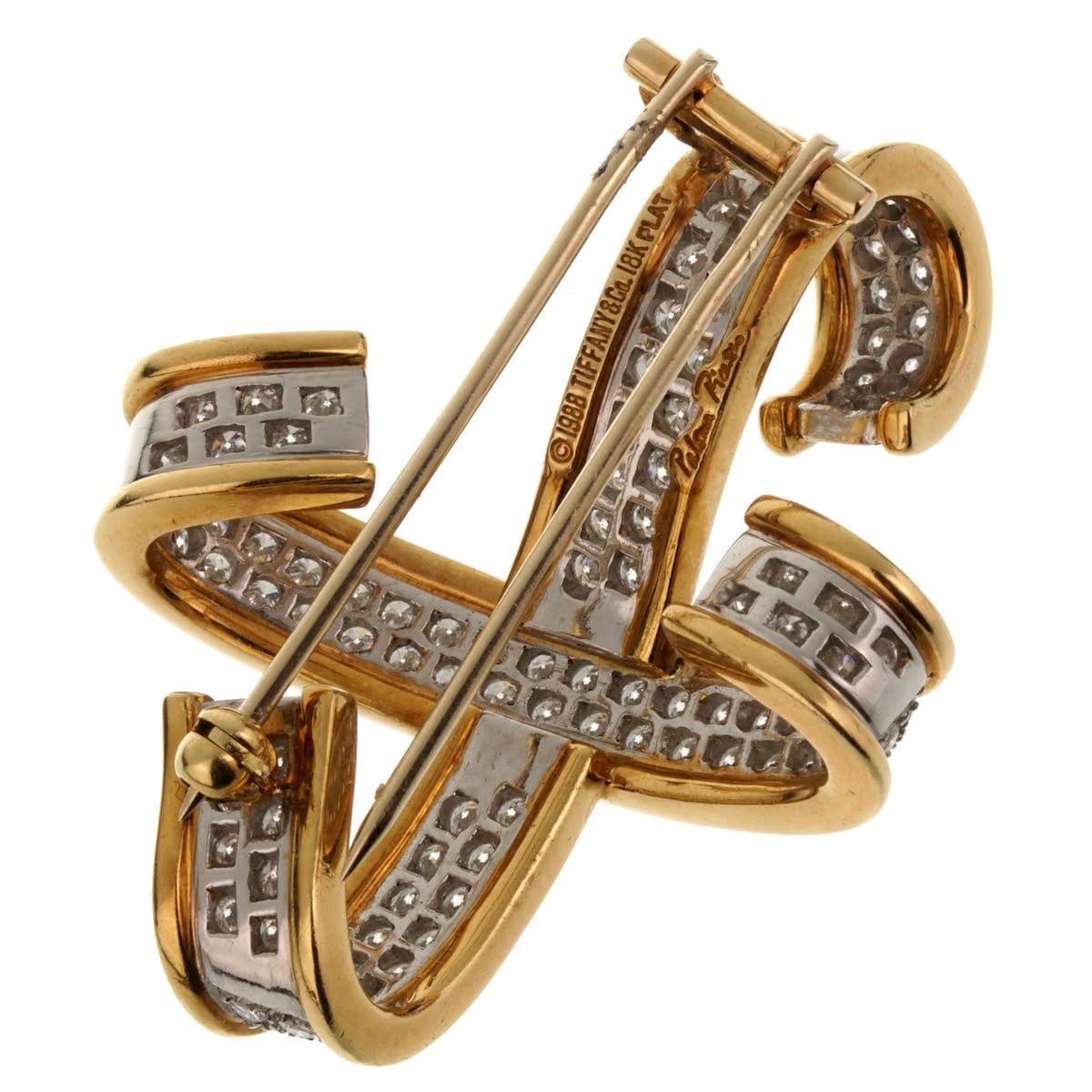 Tiffany & Co Paloma Picasso Platinum & 18k Yellow Gold Diamond X Brooch