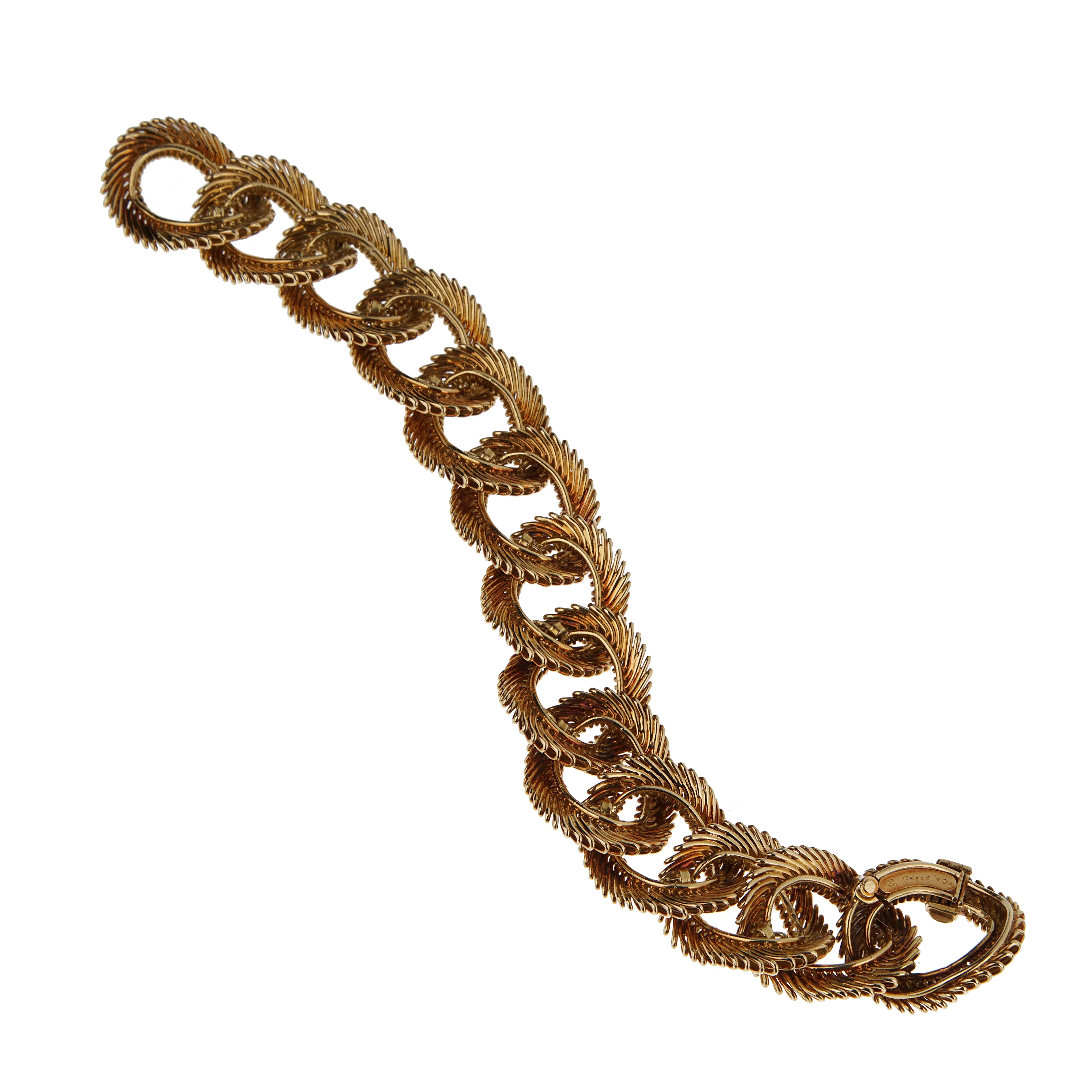 Van Cleef & Arpels Georges Lenfant Angel Hair Vintage 18k Yellow Gold Bracelet