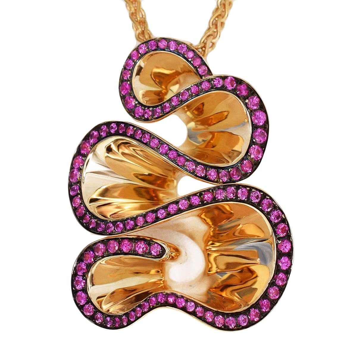 De Grisogono Zigana Pink Sapphire 18k Rose Gold Pendant Necklace