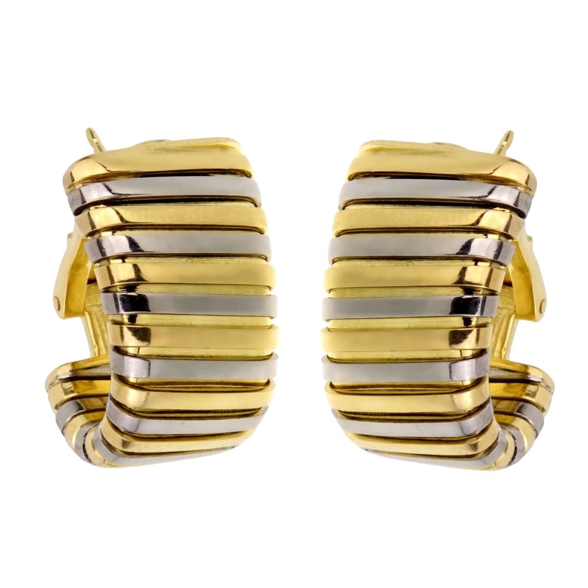 Bvlgari Tubogas 18k Yellow & White Gold Hoop Earrings