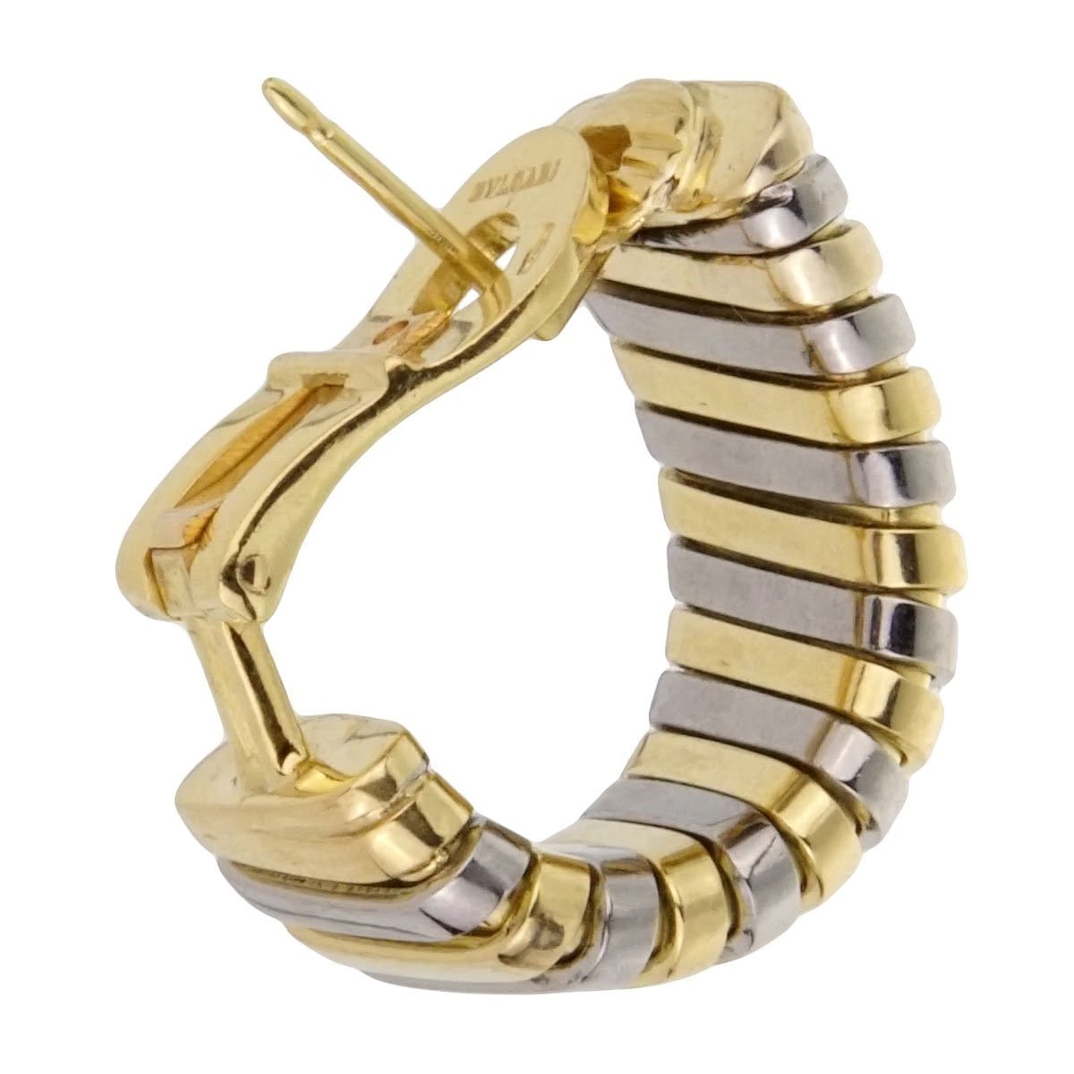 Bvlgari Tubogas 18k Yellow & White Gold Hoop Earrings