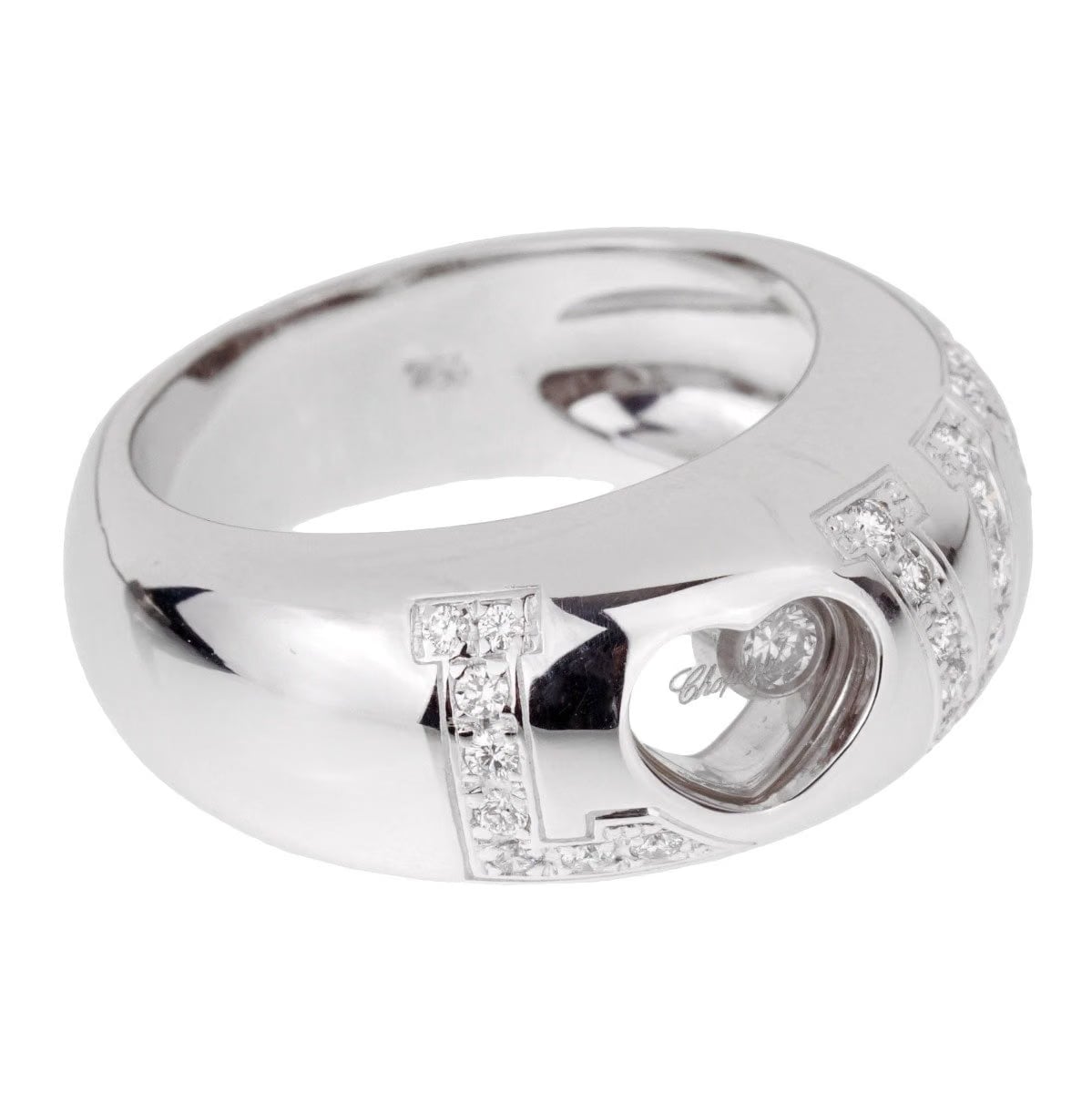 Chopard Happy Diamond Love 18k White Gold Ring Sz 4 1/2