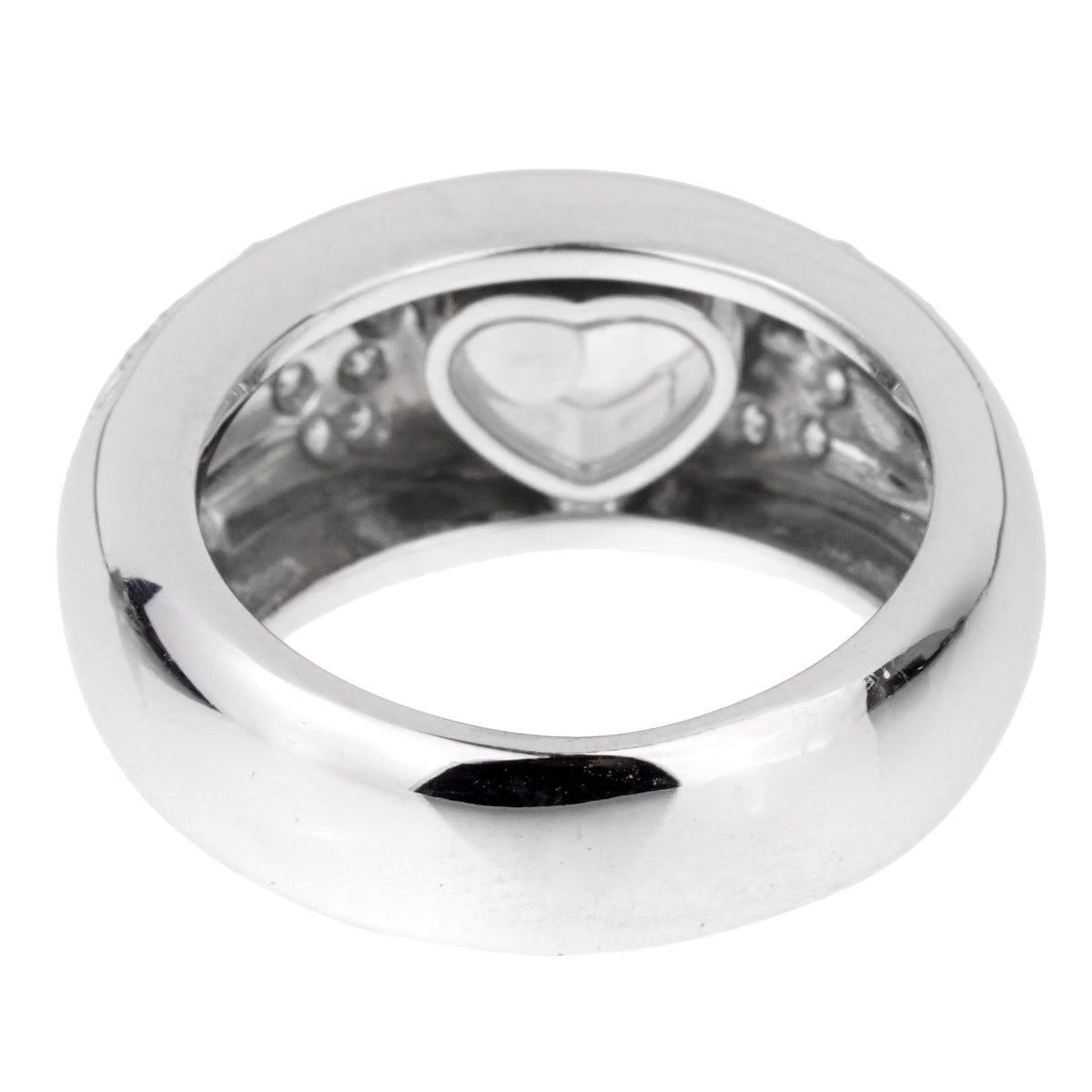 Chopard Happy Diamond Love 18k White Gold Ring Sz 4 1/2