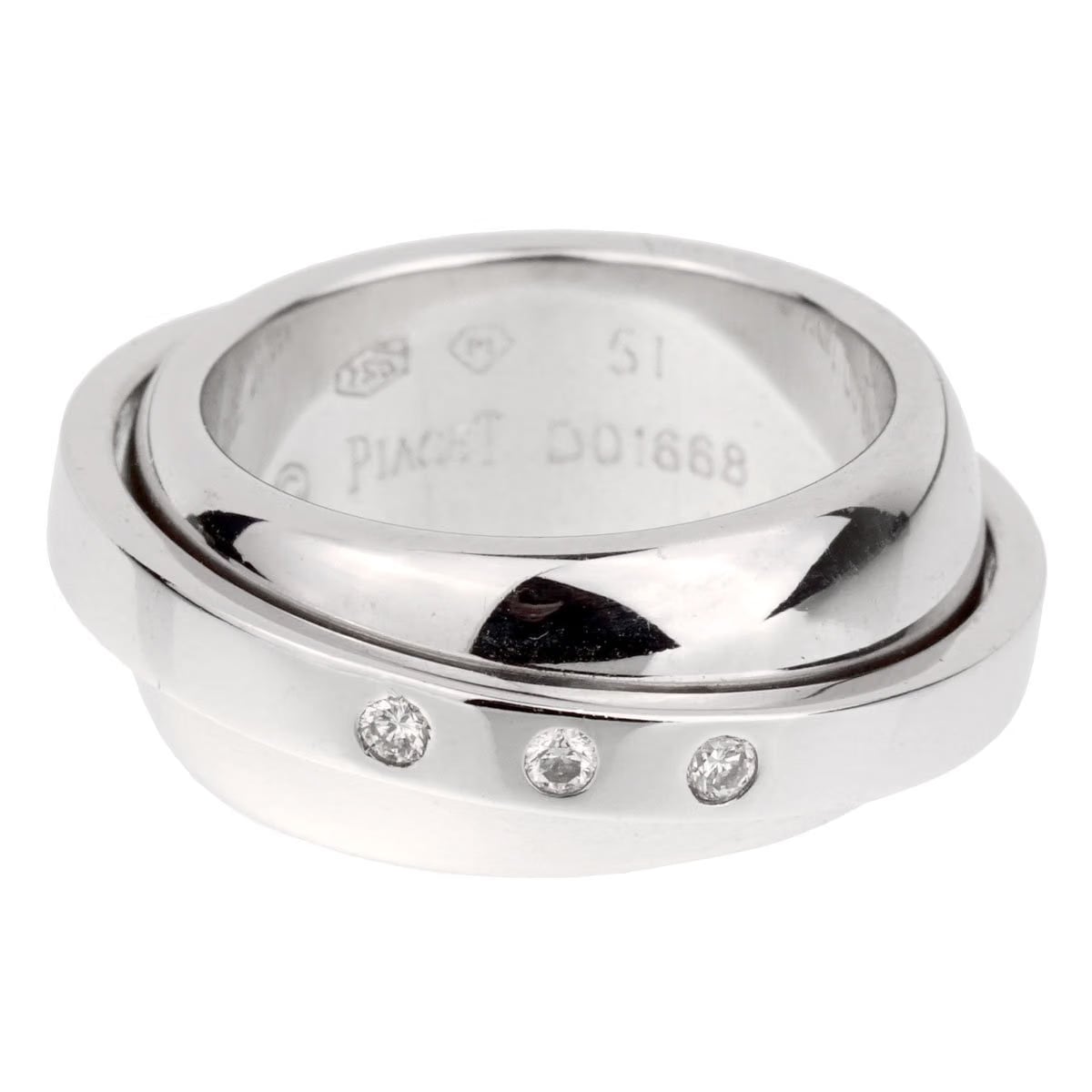 Piaget Possession 18k White Gold Diamond Band Ring Size 5 1/2